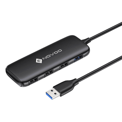 NOVOO 4-in-1 USB 3.0 Type A to USB 2.0 Type A, USB 3.0 Type A USB Hub (5 GbpsData Transfer Rate, Black)
