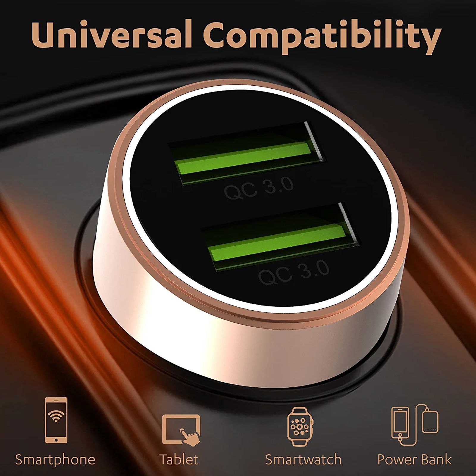 DURACELL 36W Type A 2-Port Car Charger (Adapter Only, Qualcomm Quick Charge 3.0, Copper & Black) DURACELL 36W Type A 2-Port Car Charger (Adapter Only, Qualcomm Quick Charge 3.0, Copper & Black)_8