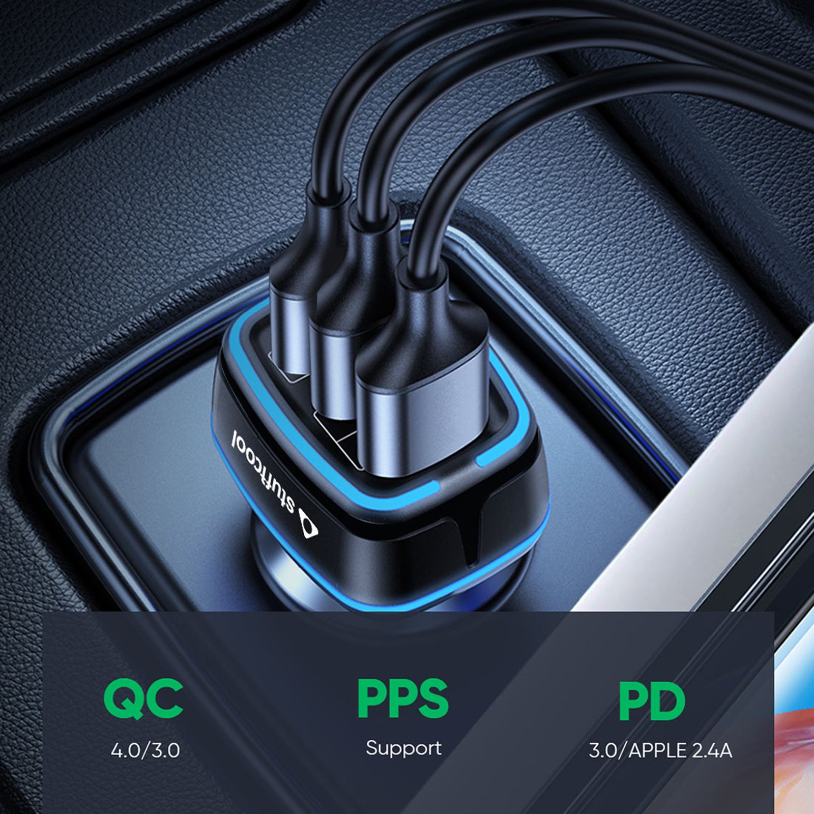 stuffcool Ultimus 115W Type A & Type C 3-Port Fast Charger (Adapter Only, Auto Detect IC, Black)_3