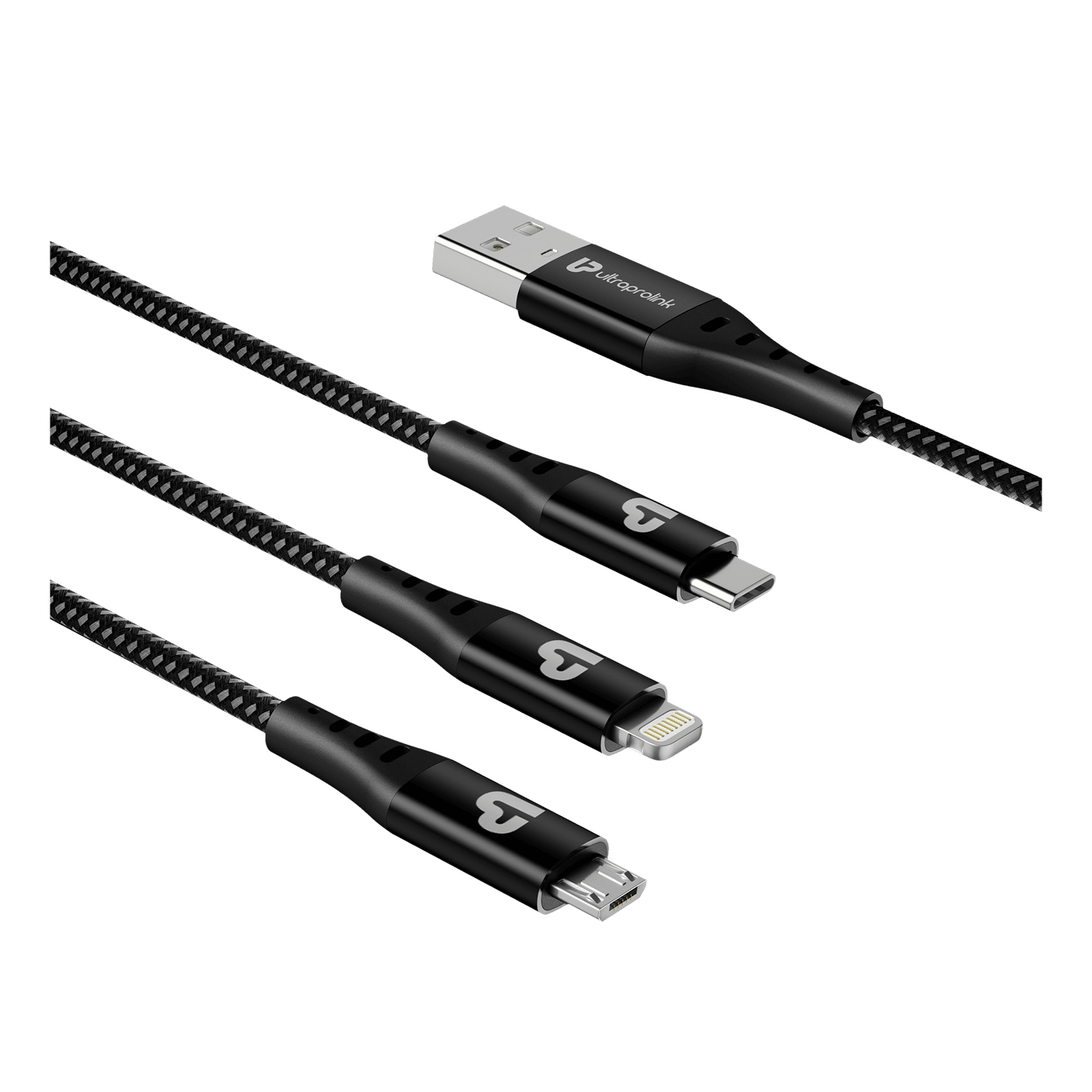 ultraprolink TrioLink Type A to Lightning Connector, Type B, Type C 4.95 Feet (1.5 M) 3-in-1 Cable (Tangle-free Design, Black) ultraprolink TrioLink Type A to Lightning Connector, Type B, Type C 4.95 Feet (1.5 M) 3-in-1 Cable (Tangle-free Design, Black)_6