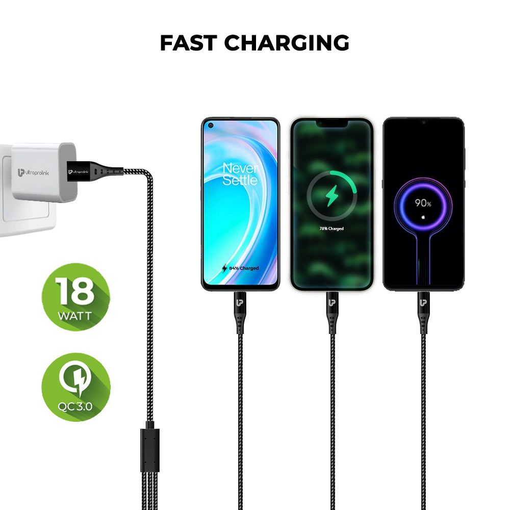 ultraprolink TrioLink Type A to Lightning Connector, Type B, Type C 4.95 Feet (1.5 M) 3-in-1 Cable (Tangle-free Design, Black) ultraprolink TrioLink Type A to Lightning Connector, Type B, Type C 4.95 Feet (1.5 M) 3-in-1 Cable (Tangle-free Design, Black)_7