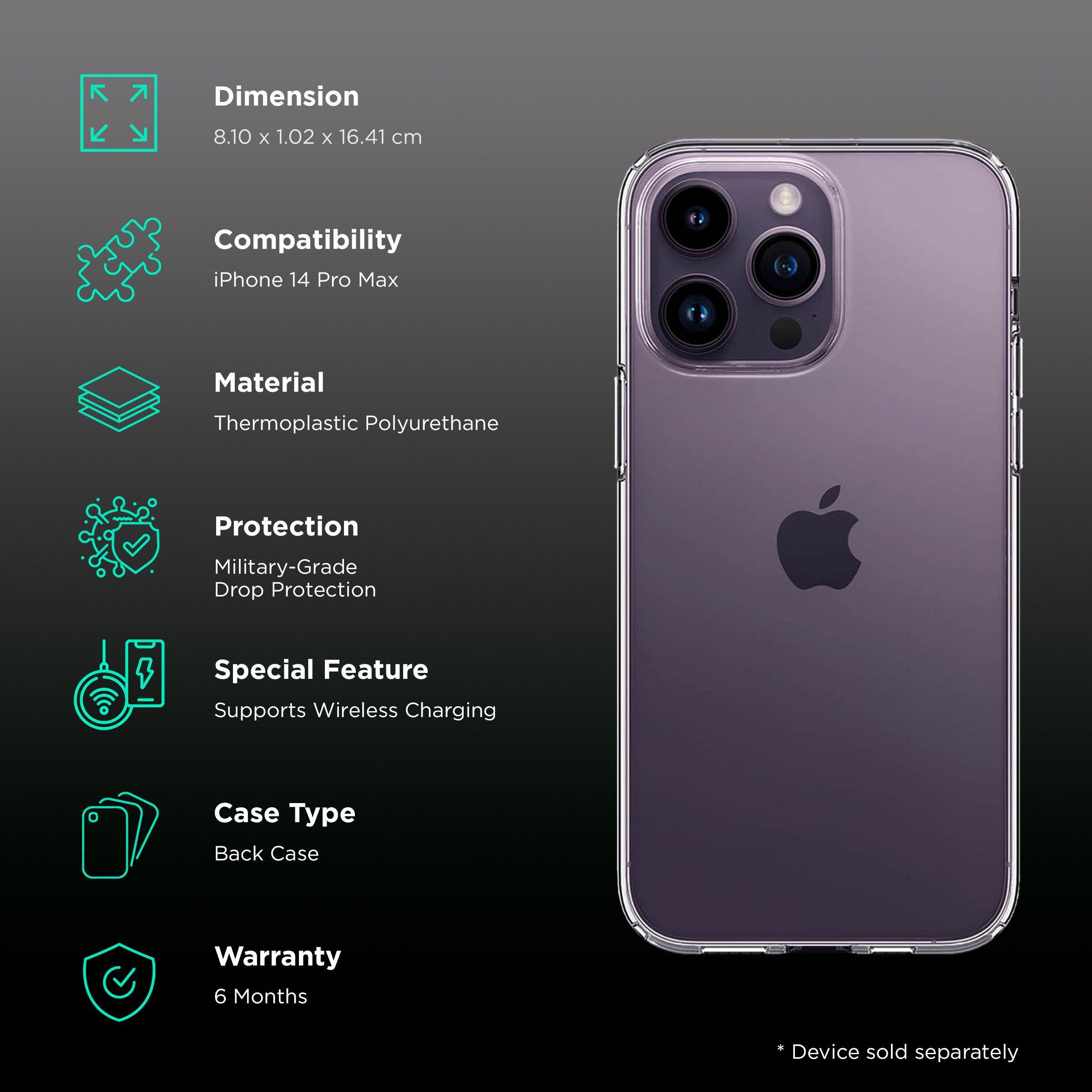 spigen Liquid Crystal TPU Back Case for Apple iPhone 14 Pro Max (Wireless Charging Compatible, Crystal Clear) spigen Liquid Crystal TPU Back Case for Apple iPhone 14 Pro Max (Wireless Charging Compatible, Crystal Clear)_2