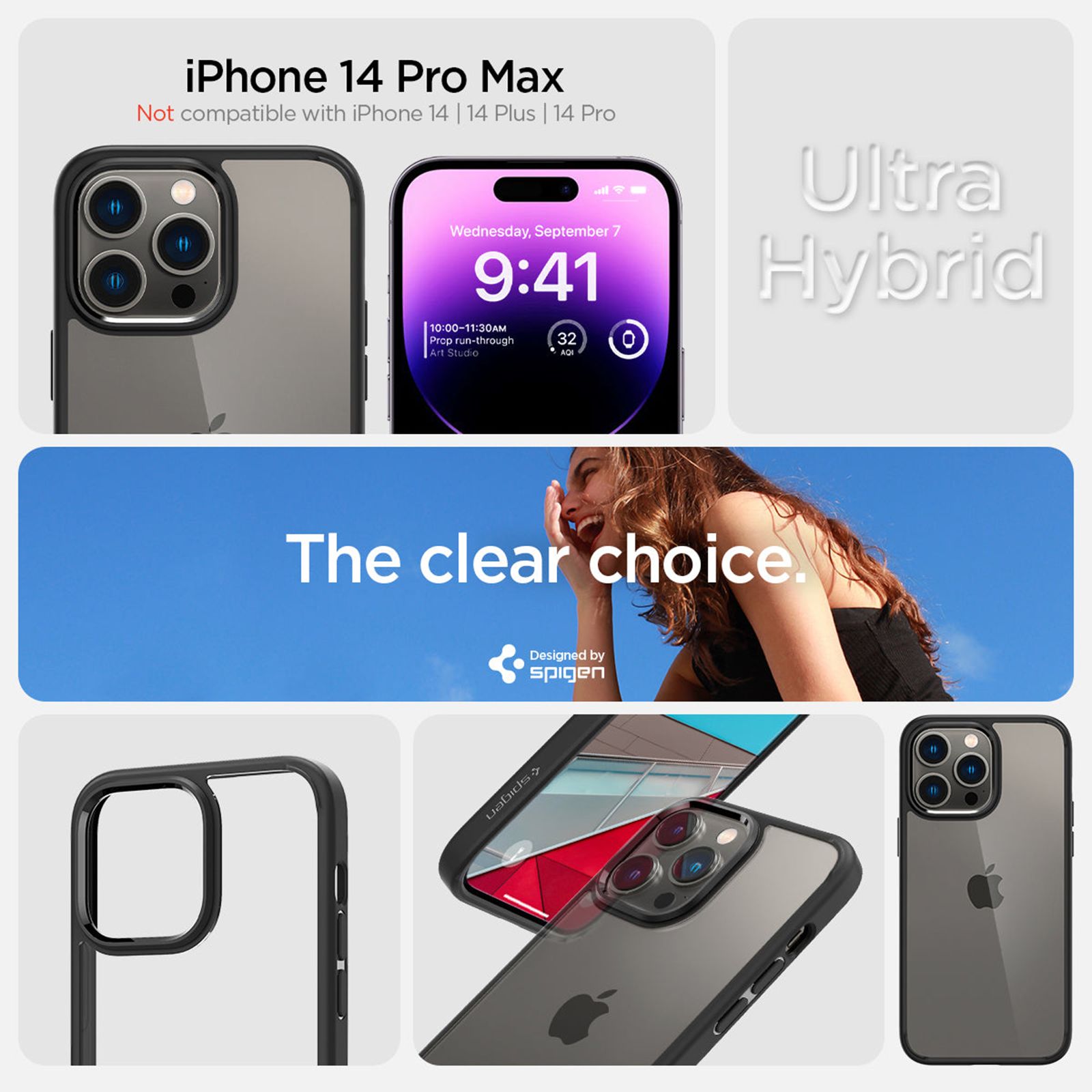 spigen Ultra Hybrid TPU & Polycarbonate Back Case for Apple iPhone 14 Pro Max (Wireless Charging Compatible, Matte Black) spigen Ultra Hybrid TPU & Polycarbonate Back Case for Apple iPhone 14 Pro Max (Wireless Charging Compatible, Matte Black)_5
