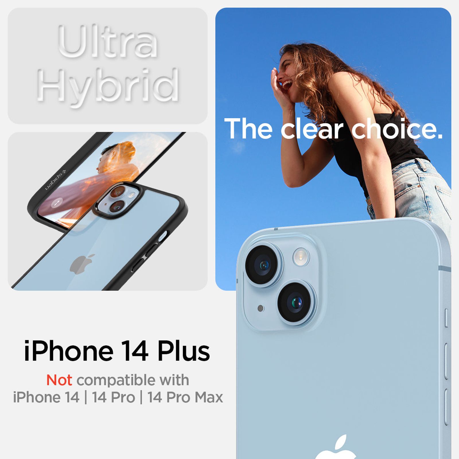 spigen Ultra Hybrid TPU & Polycarbonate Back Case for Apple iPhone 14 Plus (Wireless Charging Compatible, Matte Black)_9
