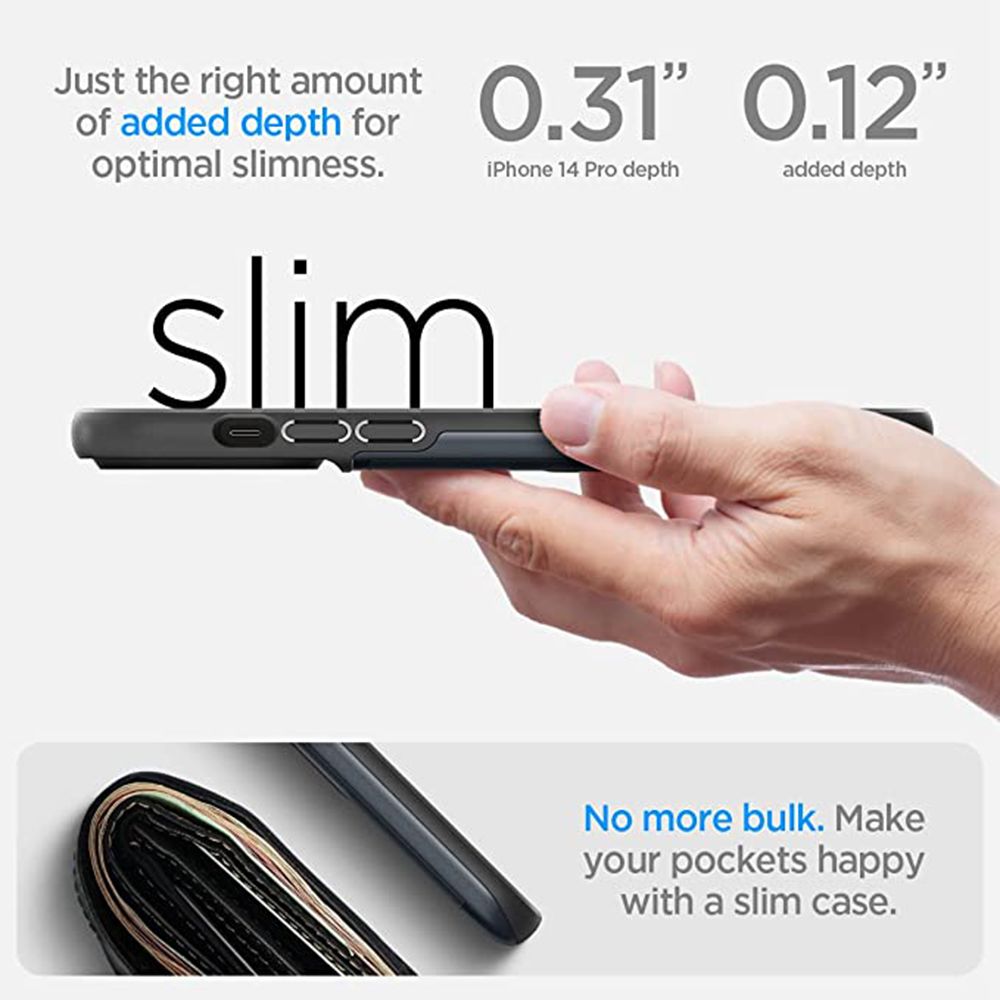 spigen Slim Armor CS TPU & Polycarbonate Back Case for Apple iPhone 14 Pro (Air Cushion Technology, Metal Slate) spigen Slim Armor CS TPU & Polycarbonate Back Case for Apple iPhone 14 Pro (Air Cushion Technology, Metal Slate)_10