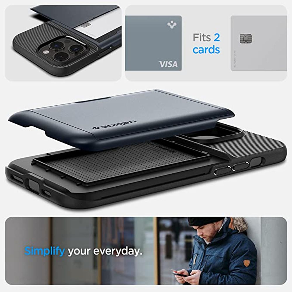 spigen Slim Armor CS TPU & Polycarbonate Back Case for Apple iPhone 14 Pro (Air Cushion Technology, Metal Slate) spigen Slim Armor CS TPU & Polycarbonate Back Case for Apple iPhone 14 Pro (Air Cushion Technology, Metal Slate)_7