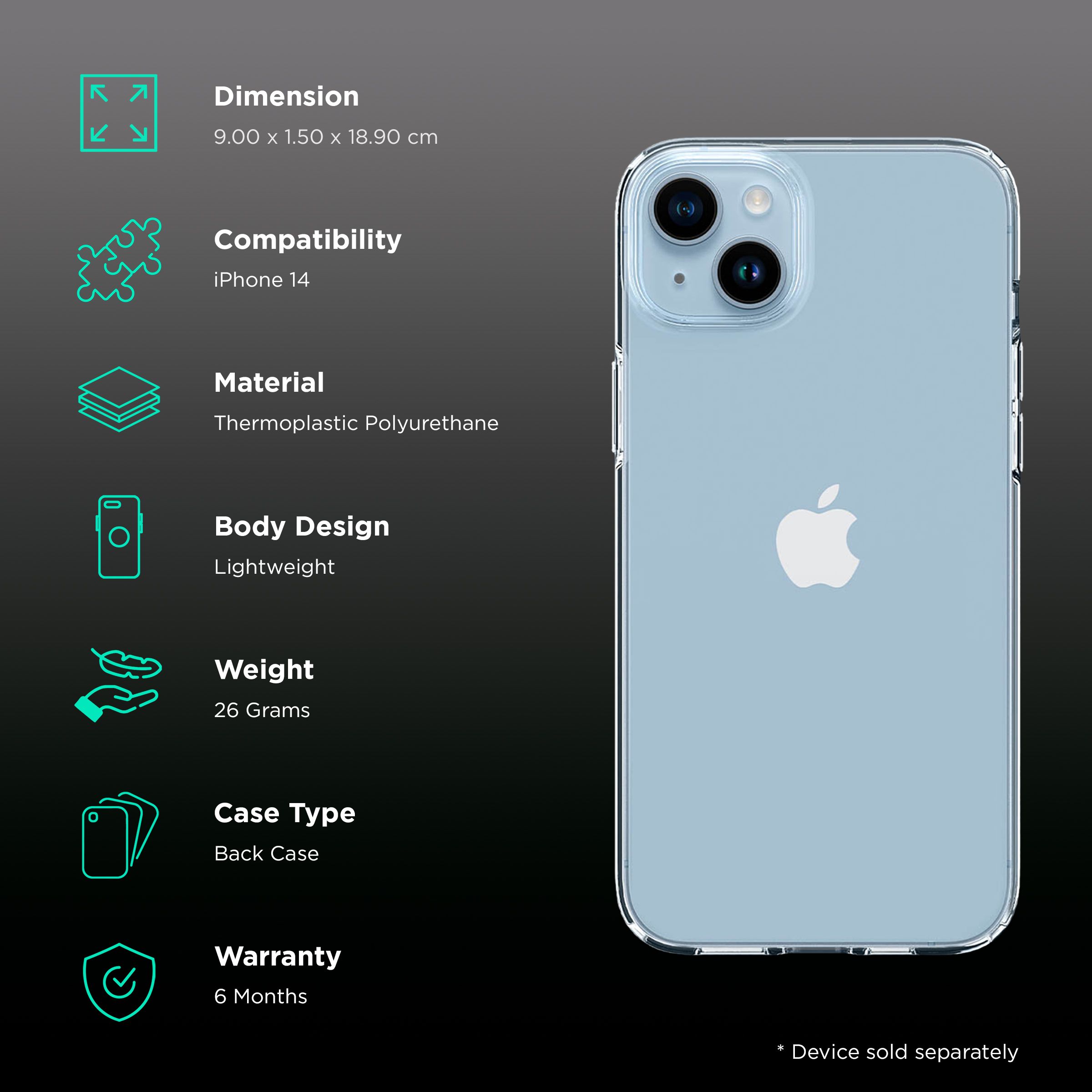 spigen Liquid Crystal TPU Back Case for Apple iPhone 14 (Wireless Charging Compatible, Crystal Clear)_2