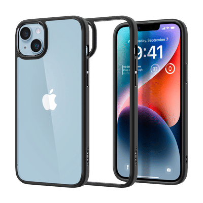 spigen Ultra Hybrid TPU & Polycarbonate Back Case for Apple iPhone 14 (Wireless Charging Compatible, Matte Black)