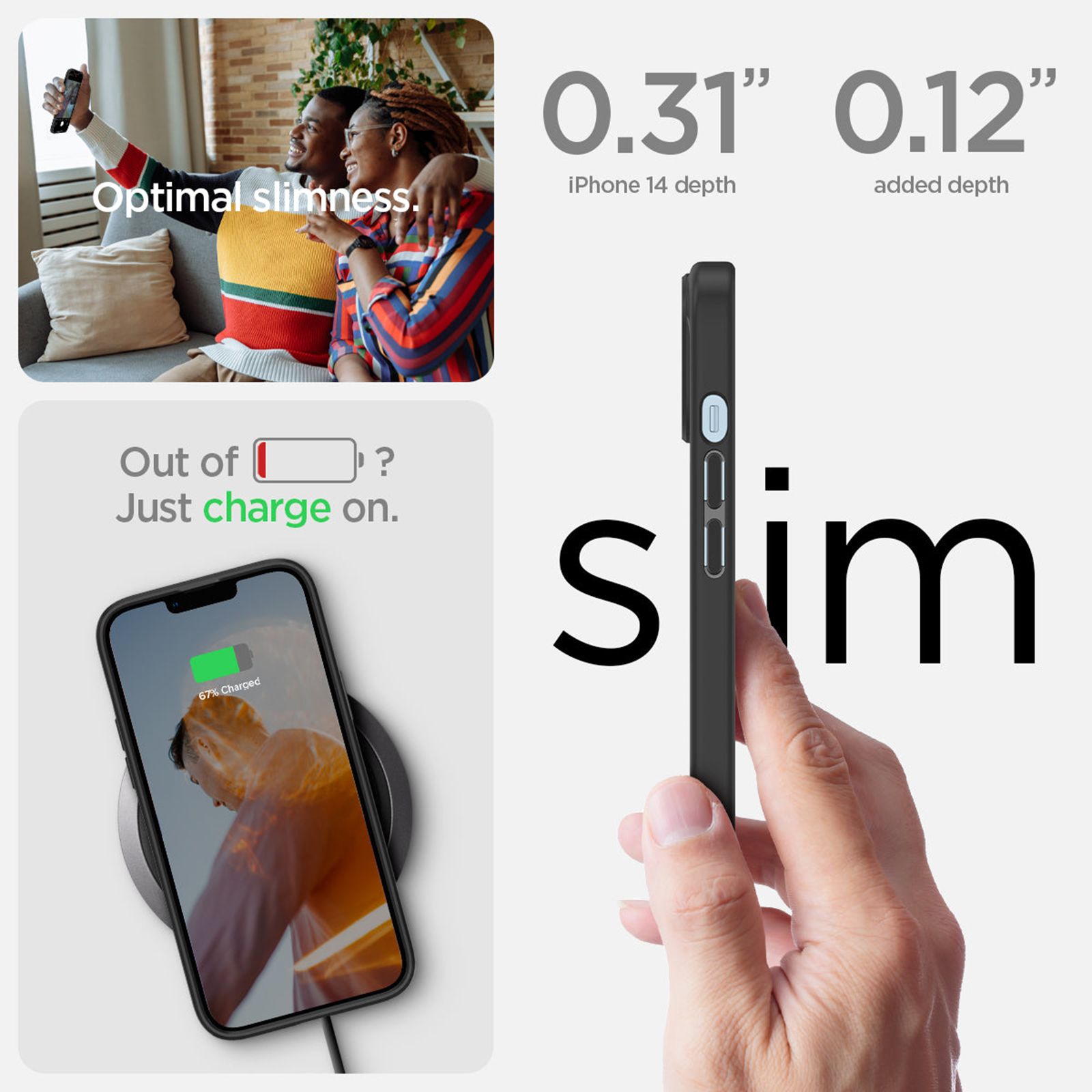 spigen Ultra Hybrid TPU & Polycarbonate Back Case for Apple iPhone 14 (Wireless Charging Compatible, Matte Black)_12