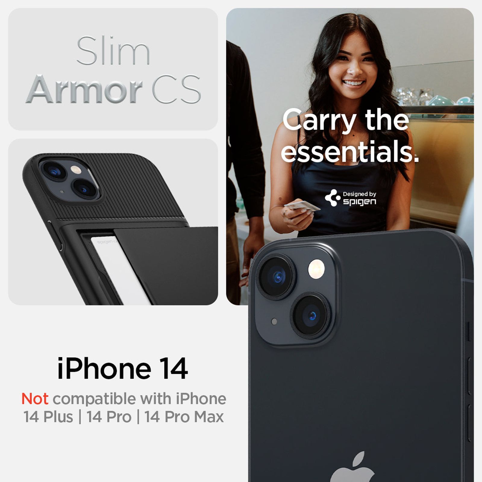 spigen Slim Armor CS TPU & Polycarbonate Back Case for Apple iPhone 14 (Air Cushion Technology, Black) spigen Slim Armor CS TPU & Polycarbonate Back Case for Apple iPhone 14 (Air Cushion Technology, Black)_9