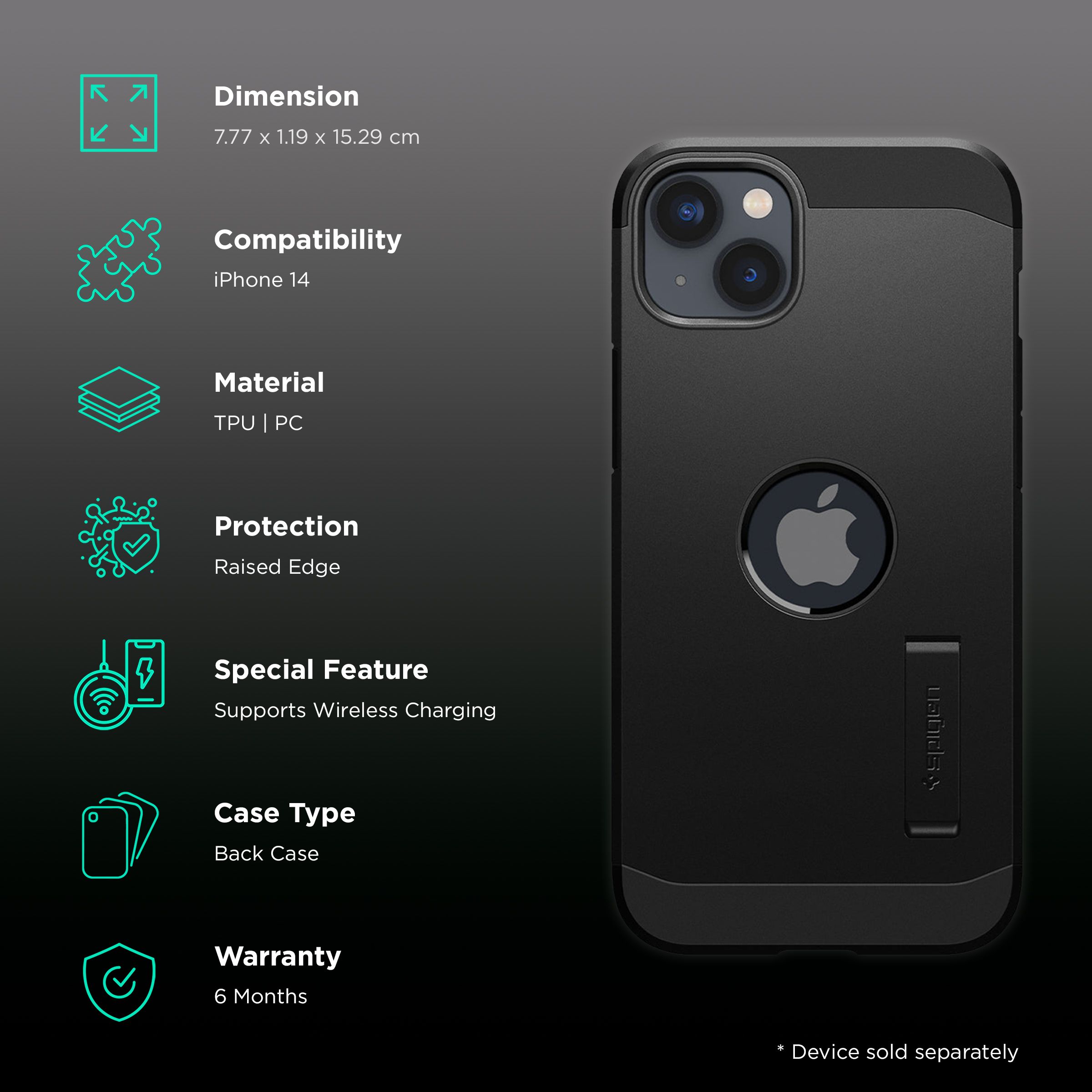 spigen Tough Armor MagFit TPU & Polycarbonate Back Case for Apple iPhone 14 (Wireless Charging Compatible, Black) spigen Tough Armor MagFit TPU & Polycarbonate Back Case for Apple iPhone 14 (Wireless Charging Compatible, Black)_2