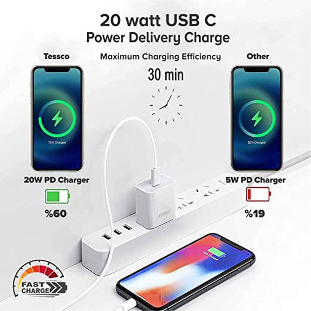 Tessco Mobiles TBC208 20W Type C Fast Charger (Adapter Only, Over Current Protection, White) Tessco Mobiles TBC208 20W Type C Fast Charger (Adapter Only, Over Current Protection, White)_4