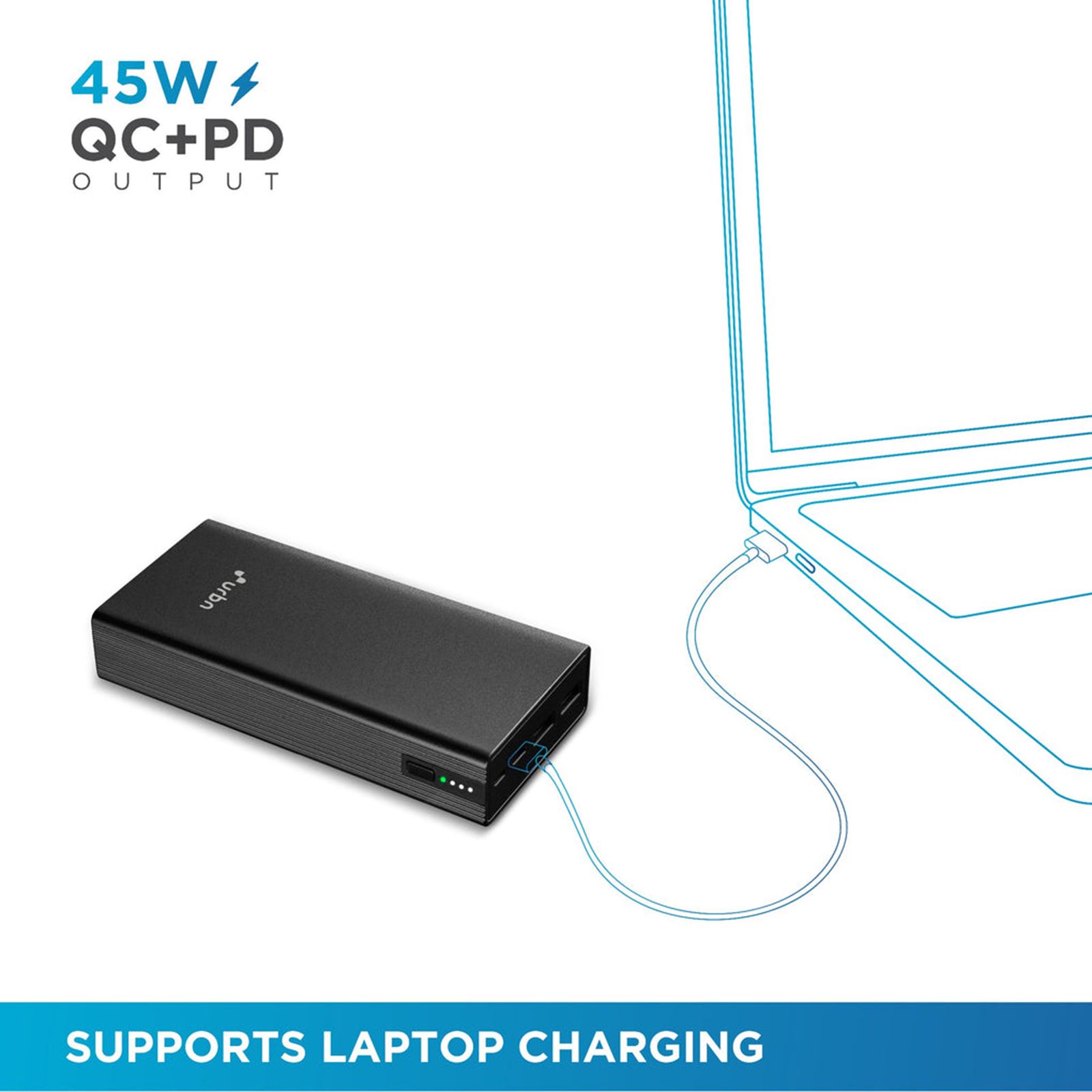 urbn 20000 mAh 45W Fast Charging Power Bank (2 Type A, 1 Type C & Micro B, Metal Body Premium Finish, LED Charge Indicator, Black) urbn 20000 mAh 45W Fast Charging Power Bank (2 Type A, 1 Type C & Micro B, Metal Body Premium Finish, LED Charge Indicator, Black)_11