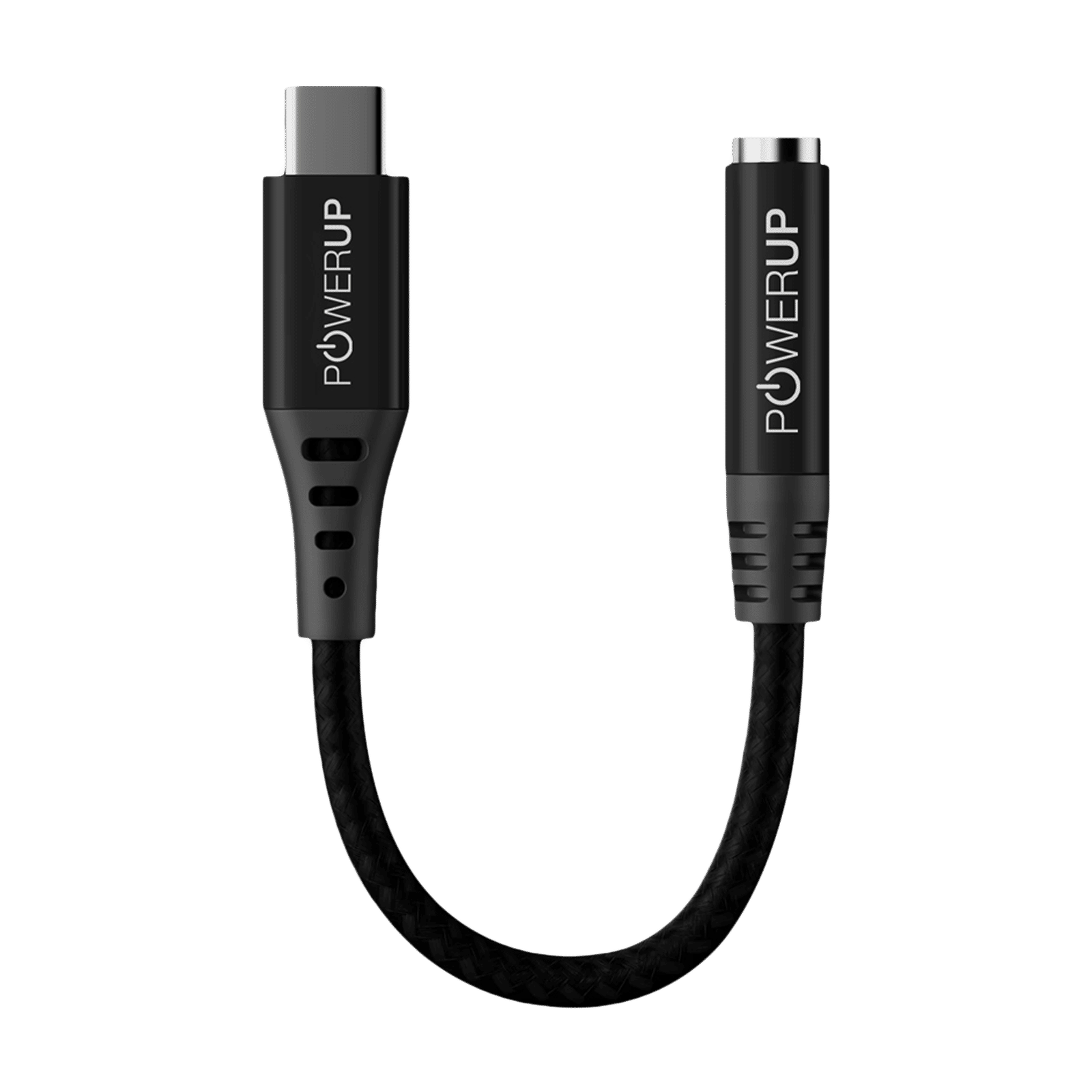 POWERUP Type C to 3.5mm Stereo 0.40 Feet (0.12 M) Cable (Powerful Noise Reduction, Black)_1