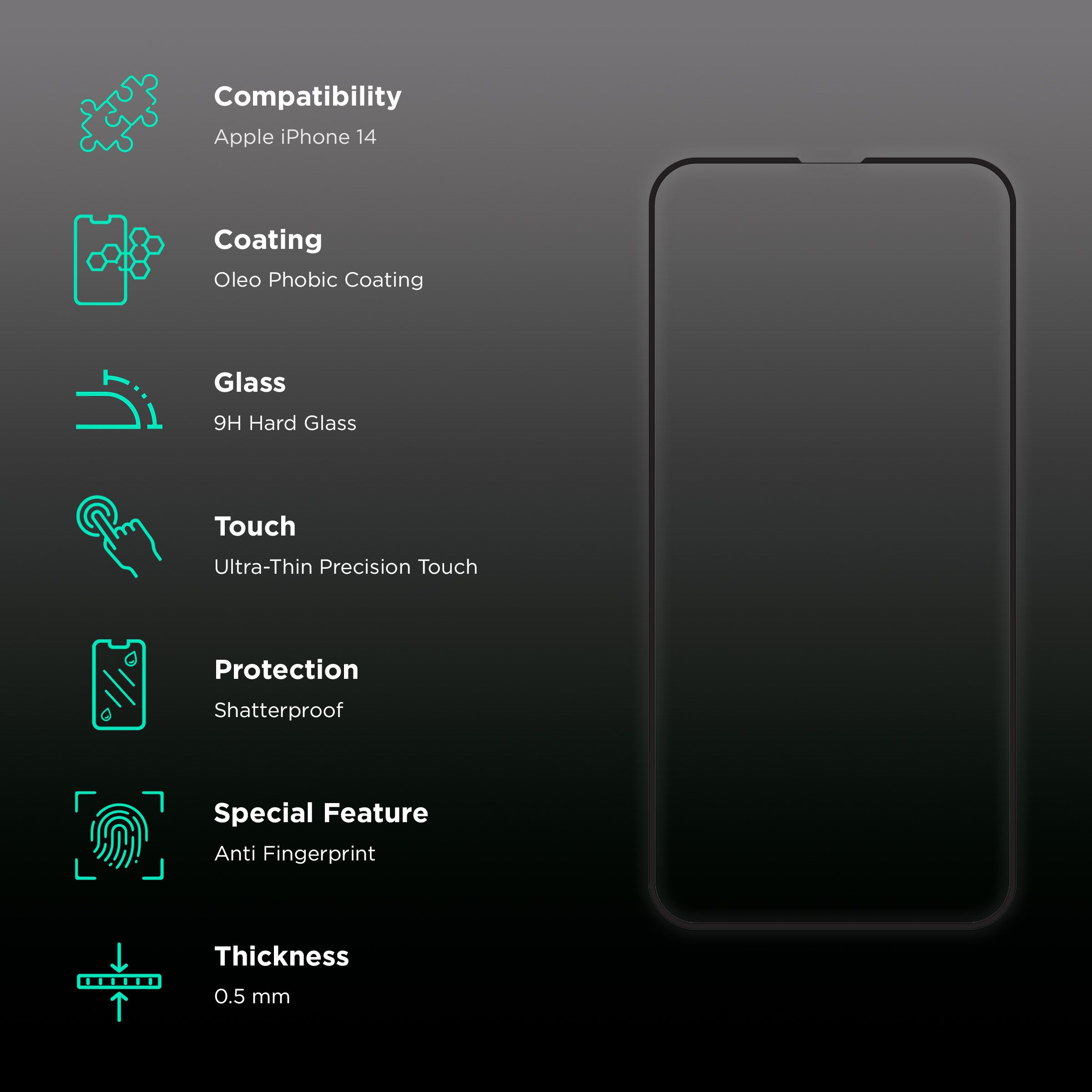 HYPHEN DEFENDR Tempered Glass for Apple iPhone 14 (Case Friendly) HYPHEN DEFENDR Tempered Glass for Apple iPhone 14 (Case Friendly)_3