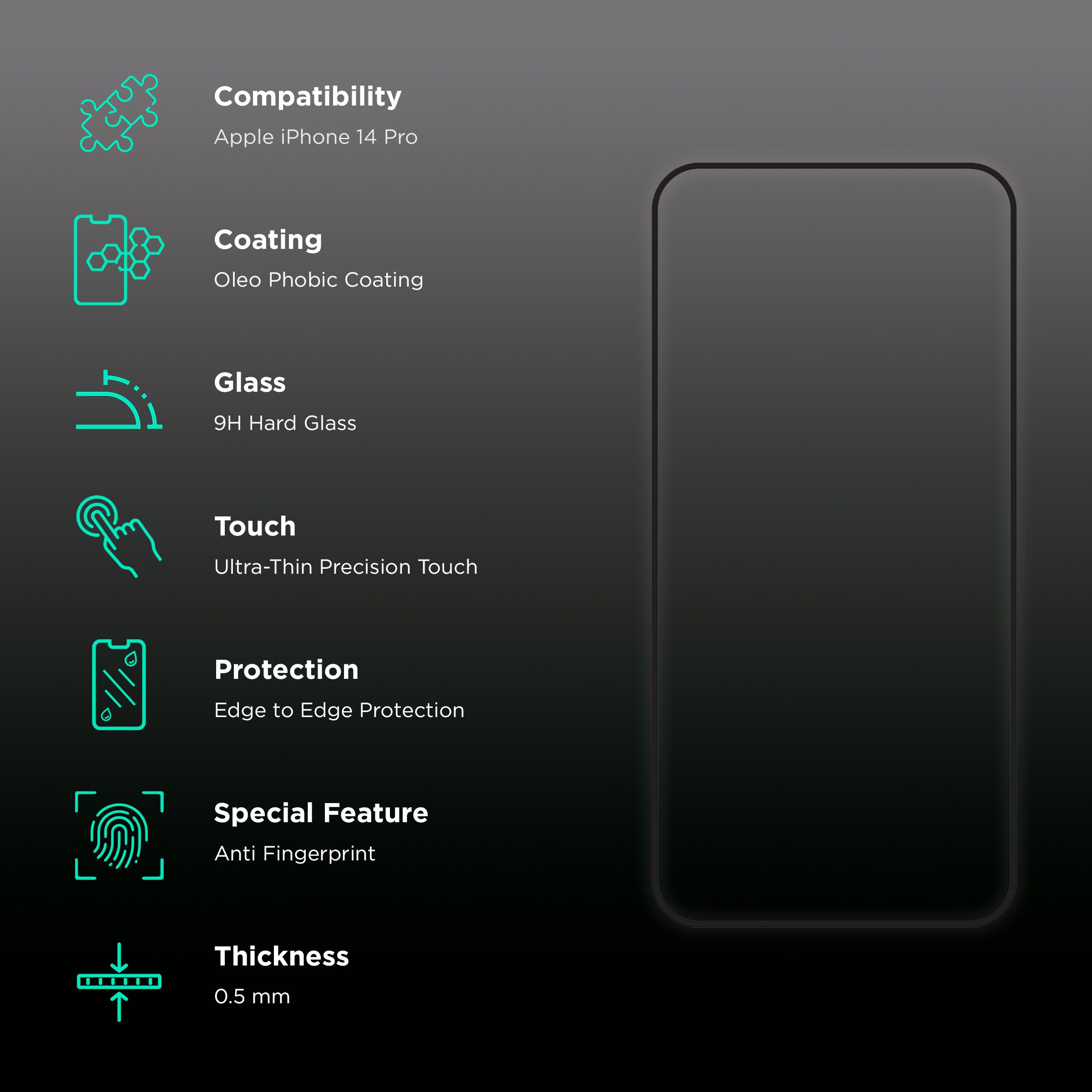 HYPHEN DEFENDR Tempered Glass for Apple iPhone 14 Pro (Full Coverage) HYPHEN DEFENDR Tempered Glass for Apple iPhone 14 Pro (Full Coverage)_3