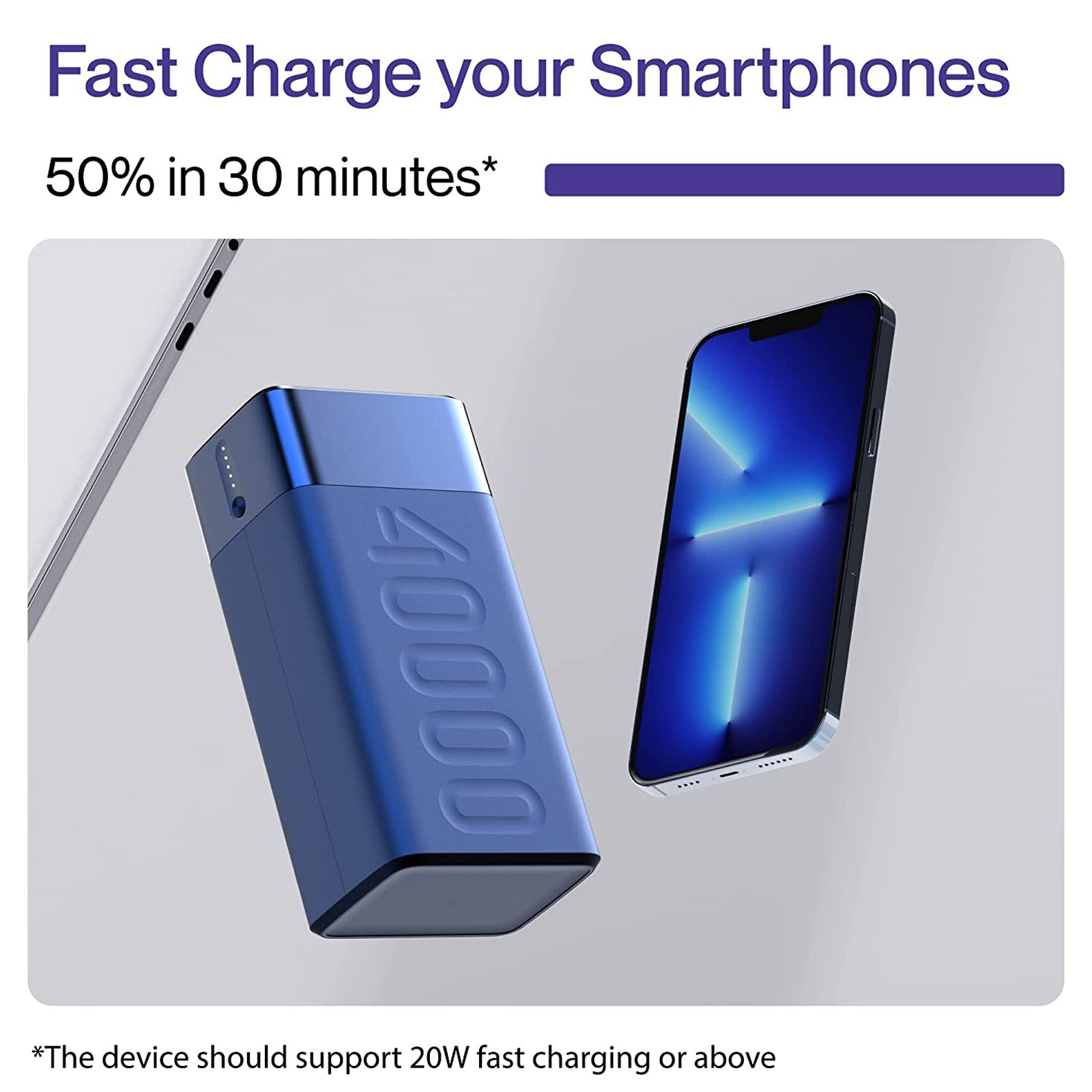 ambrane Stylo Boost 40000 mAh 65W Fast Charging Power Bank (2 Type A and 1 Type C Ports, LED Light Indicator, Blue) ambrane Stylo Boost 40000 mAh 65W Fast Charging Power Bank (2 Type A and 1 Type C Ports, LED Light Indicator, Blue)_5