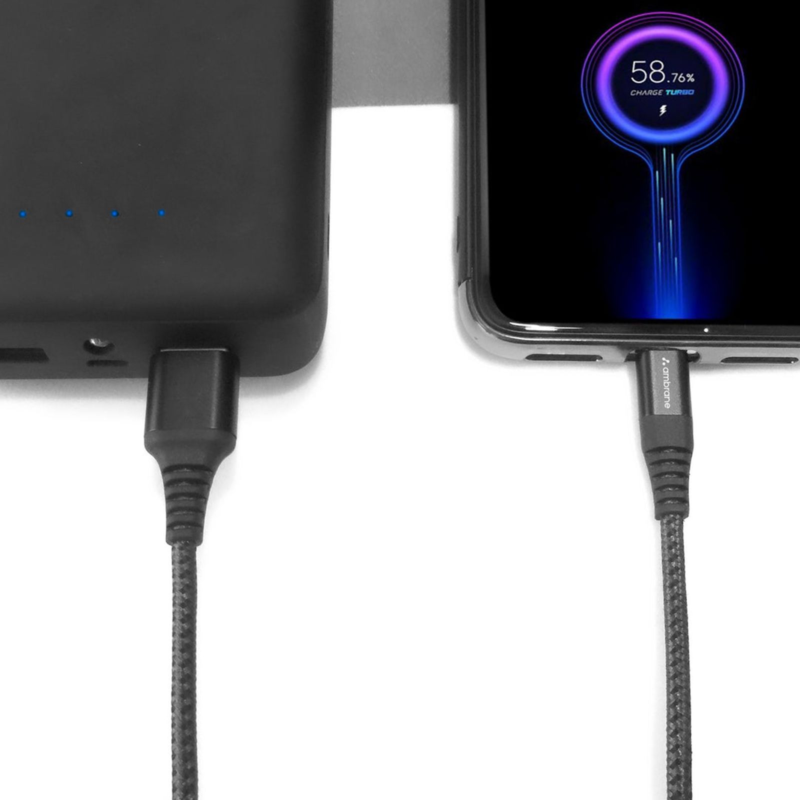 ambrane BCT-15 USB Type A to Type C 4.9 Feet (1.5M) Cable (Quick Charge, Black and Grey) ambrane BCT-15 USB Type A to Type C 4.9 Feet (1.5M) Cable (Quick Charge, Black and Grey)_6