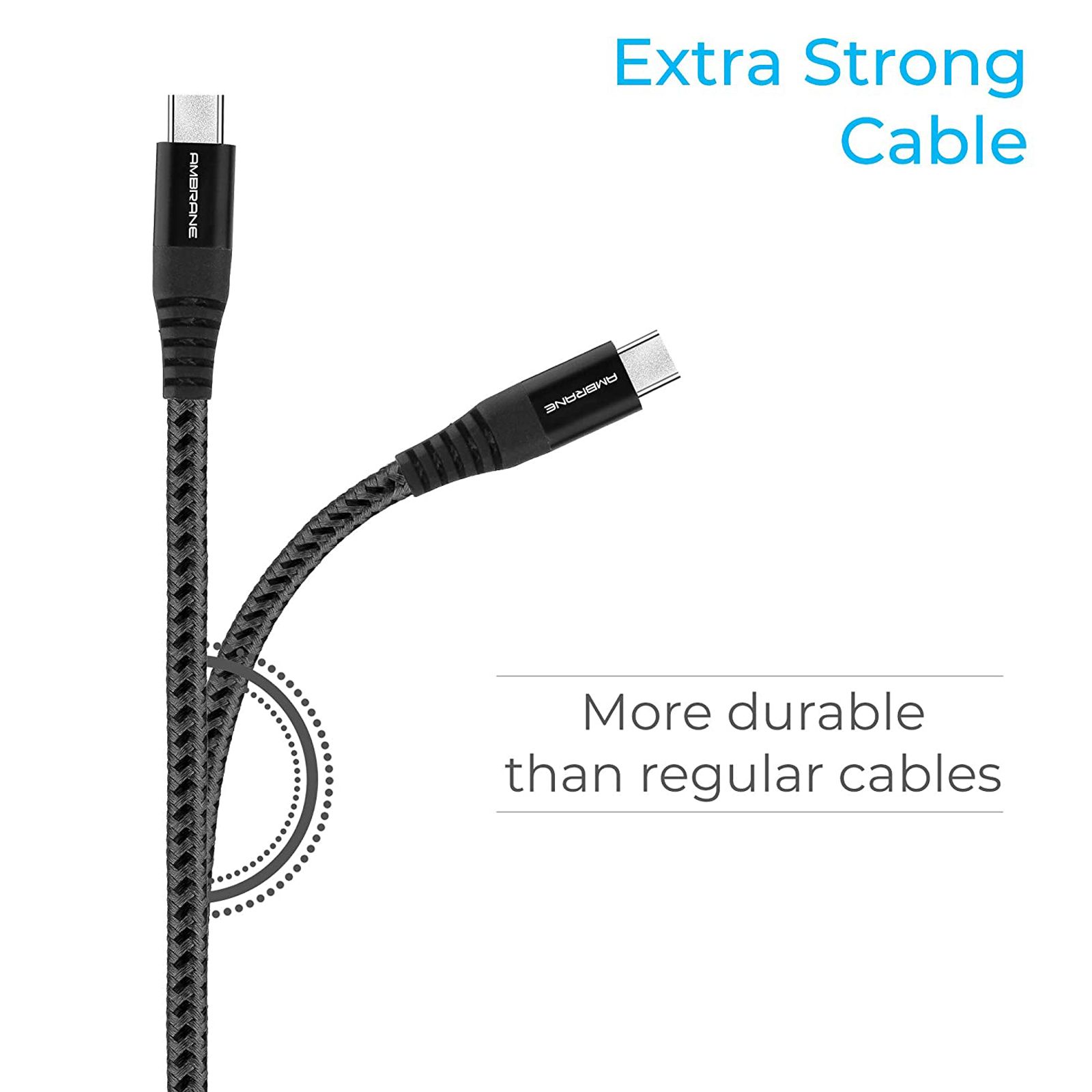 ambrane BCT-15 USB Type A to Type C 4.9 Feet (1.5M) Cable (Quick Charge, Black and Grey) ambrane BCT-15 USB Type A to Type C 4.9 Feet (1.5M) Cable (Quick Charge, Black and Grey)_9