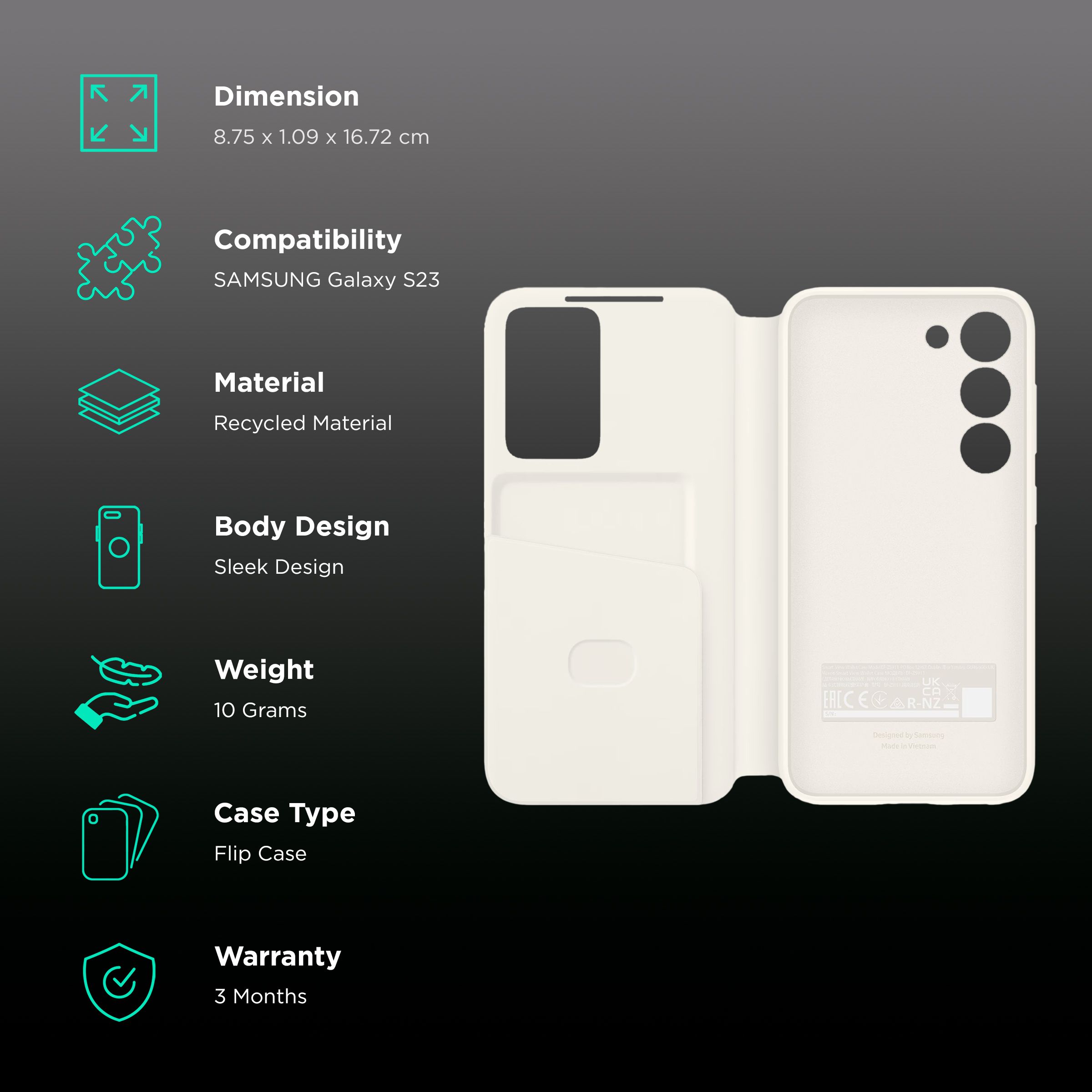 SAMSUNG Smart View Flip Case for SAMSUNG Galaxy S23 (Smart View, Cream) SAMSUNG Smart View Flip Case for SAMSUNG Galaxy S23 (Smart View, Cream)_2