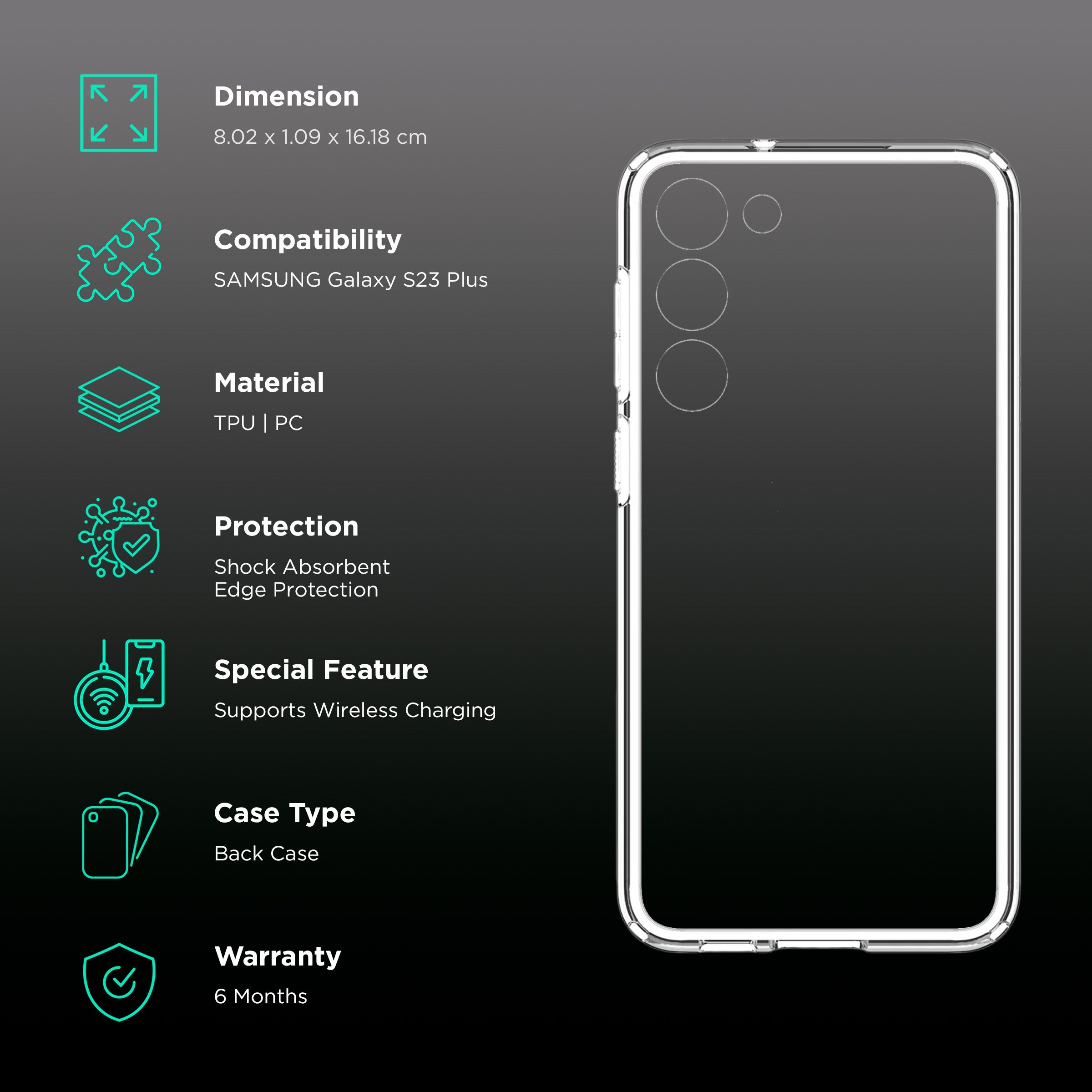 spigen Ultra Hybrid PC & TPU Back Cover for SAMSUNG Galaxy S23+ (Wireless Charging Compatible, Crystal Clear) spigen Ultra Hybrid PC & TPU Back Cover for SAMSUNG Galaxy S23+ (Wireless Charging Compatible, Crystal Clear)_2