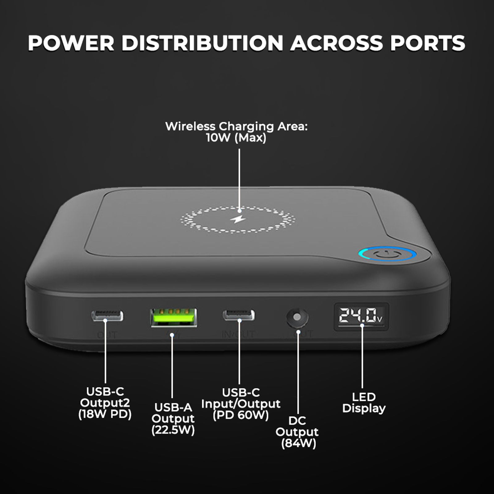 ultraprolink Juice-Up 24000 mAh 120W Fast Charging Power Bank (2 Type C, 1 Type A & 1 DC Ports, Magsafe Charging, Black)_14