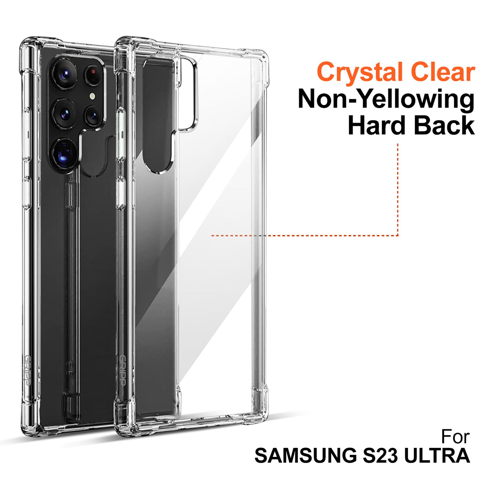 GRIPP Hard Silicon Back Case for Samsung Galaxy S23 Ultra (UV Coated, Transparent)_3