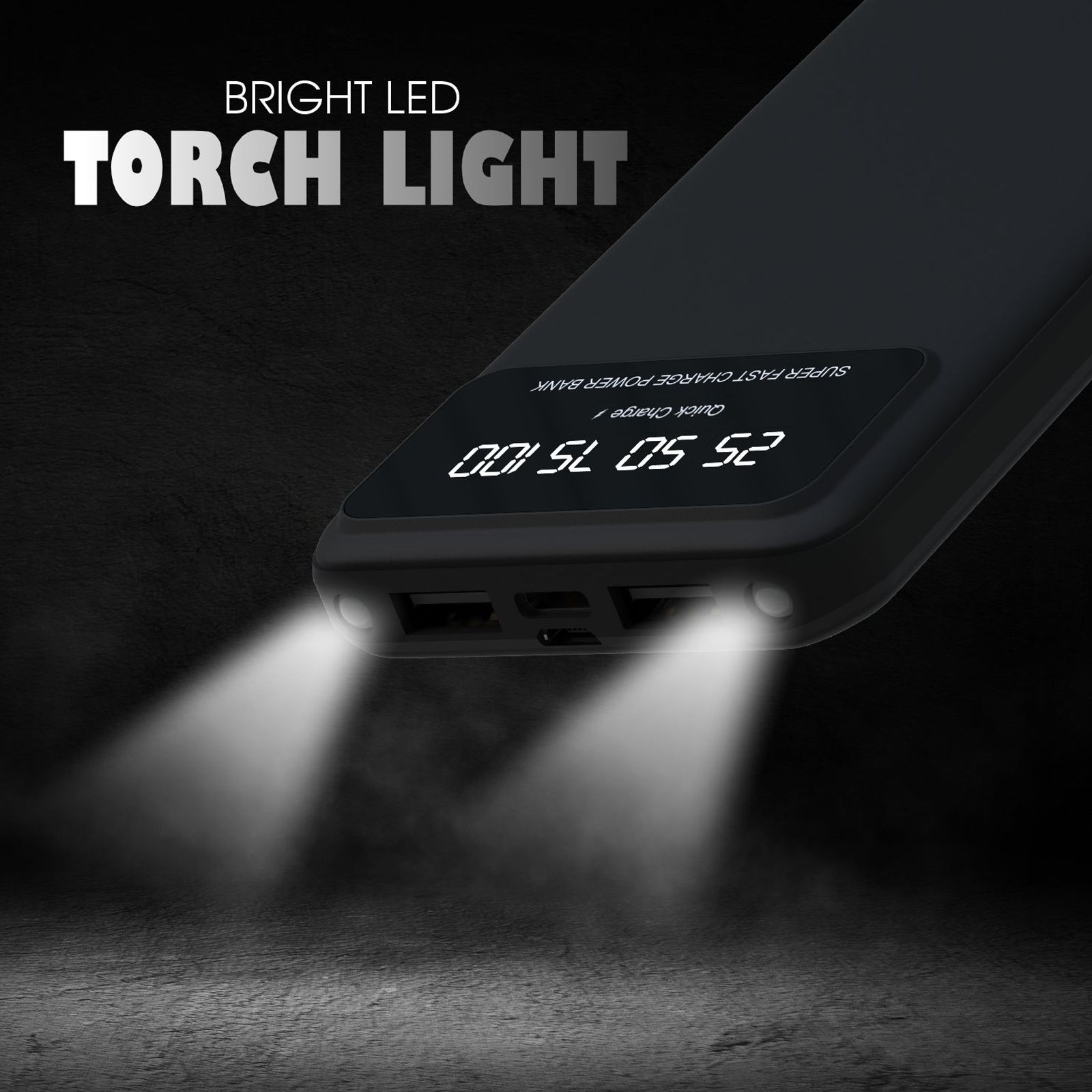 Candytech CTPB10PD 10000 mAh 24W Fast Charging Power Bank (2 Type A & 1 Type C Ports, Digital Display, Black) Candytech CTPB10PD 10000 mAh 24W Fast Charging Power Bank (2 Type A & 1 Type C Ports, Digital Display, Black)_3