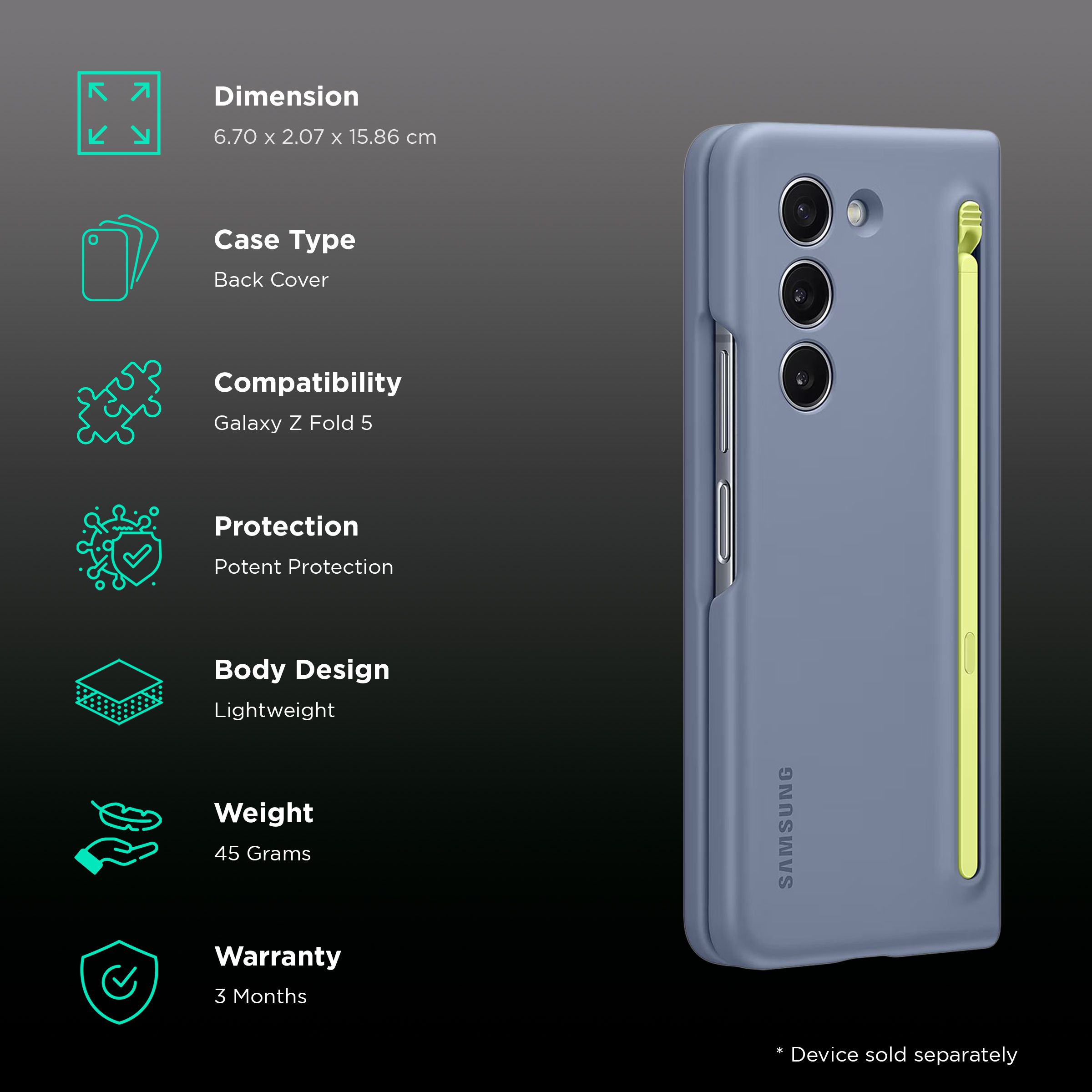 SAMSUNG Back Case for Galaxy Z Fold5 (Built-in S Pen Slot, Icy Blue) SAMSUNG Back Case for Galaxy Z Fold5 (Built-in S Pen Slot, Icy Blue)_2