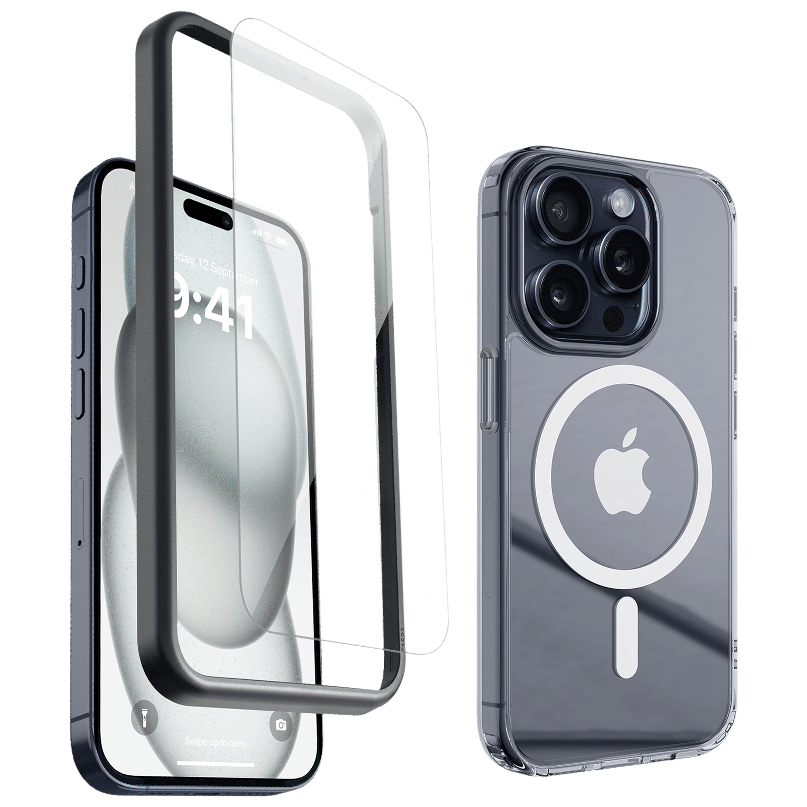 VAKU LUXOS 2IN1 Defense Combo Kit Back Cover for iPhone 15 (Anti Scratch Design, Clear) VAKU LUXOS 2IN1 Defense Combo Kit Back Cover for iPhone 15 (Anti Scratch Design, Clear)_4