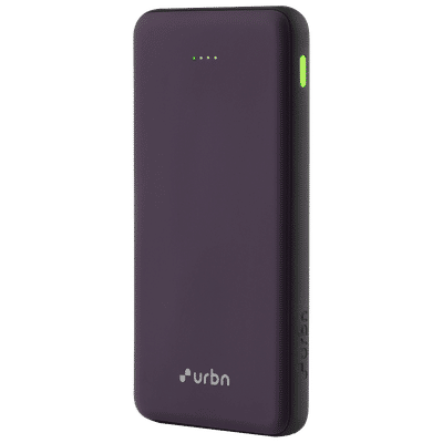 urbn UPR105 10000 mAh 22.5W Fast Charging Power Bank (1 USB Type A and 2 Type C Ports, Ultra Slim, Power Delivery Compatible, Purple)