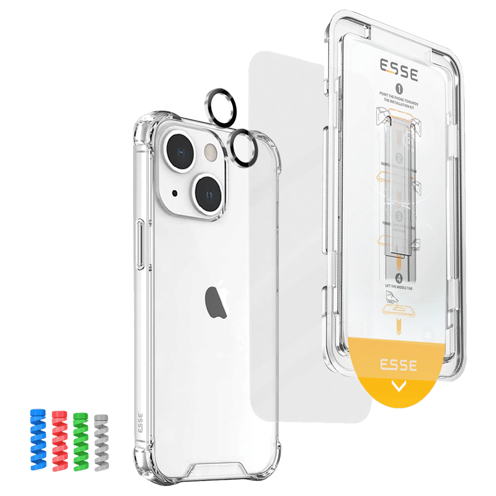 ESSE Armor360 Back Case, Tempered Glass, Cam and Cable Protector 4in1 Combo for iPhone 15 Plus (Shock Absorbing Bumpers, Transparent)_2
