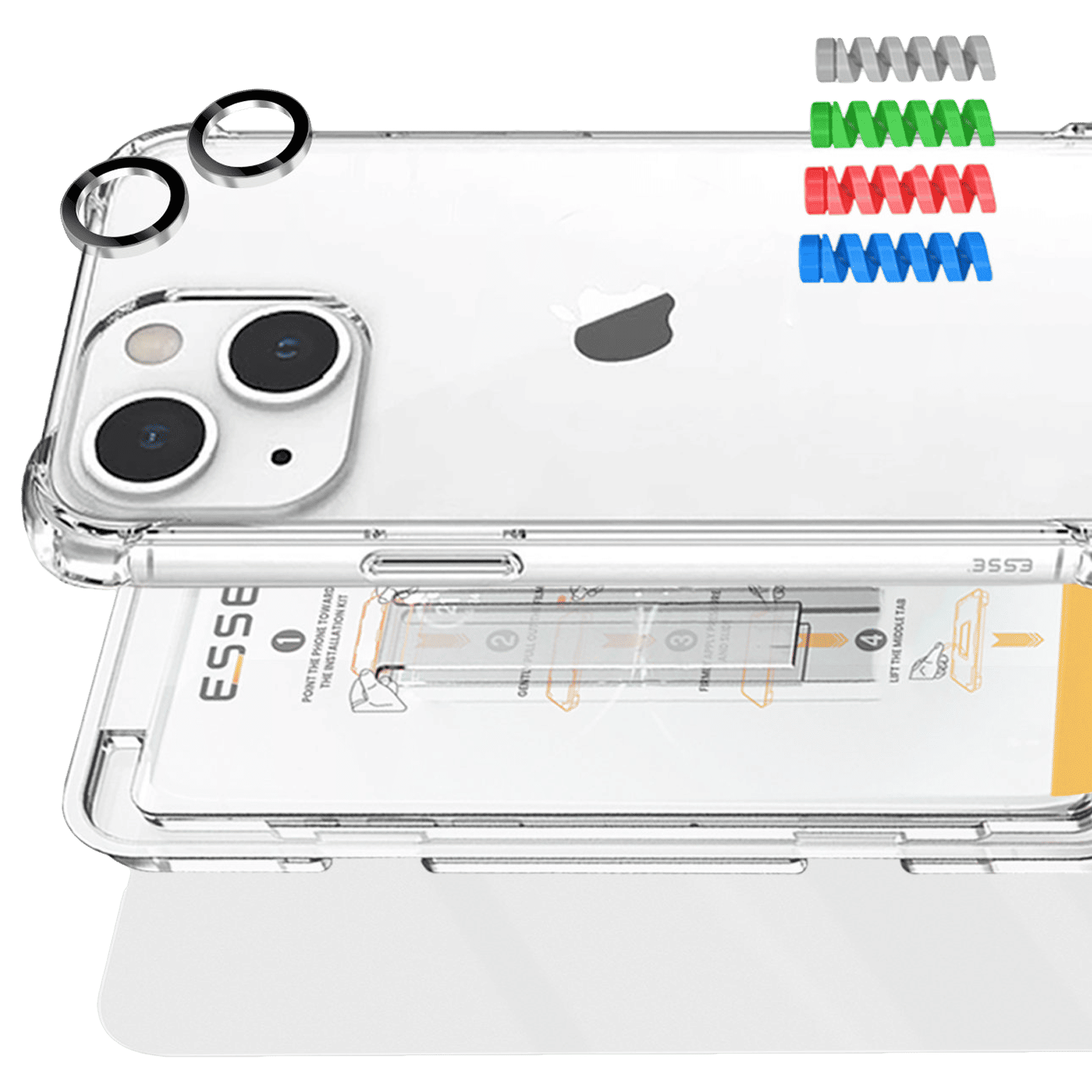 ESSE Armor360 Back Case, Tempered Glass, Cam and Cable Protector 4in1 Combo for iPhone 15 Plus (Shock Absorbing Bumpers, Transparent)_3