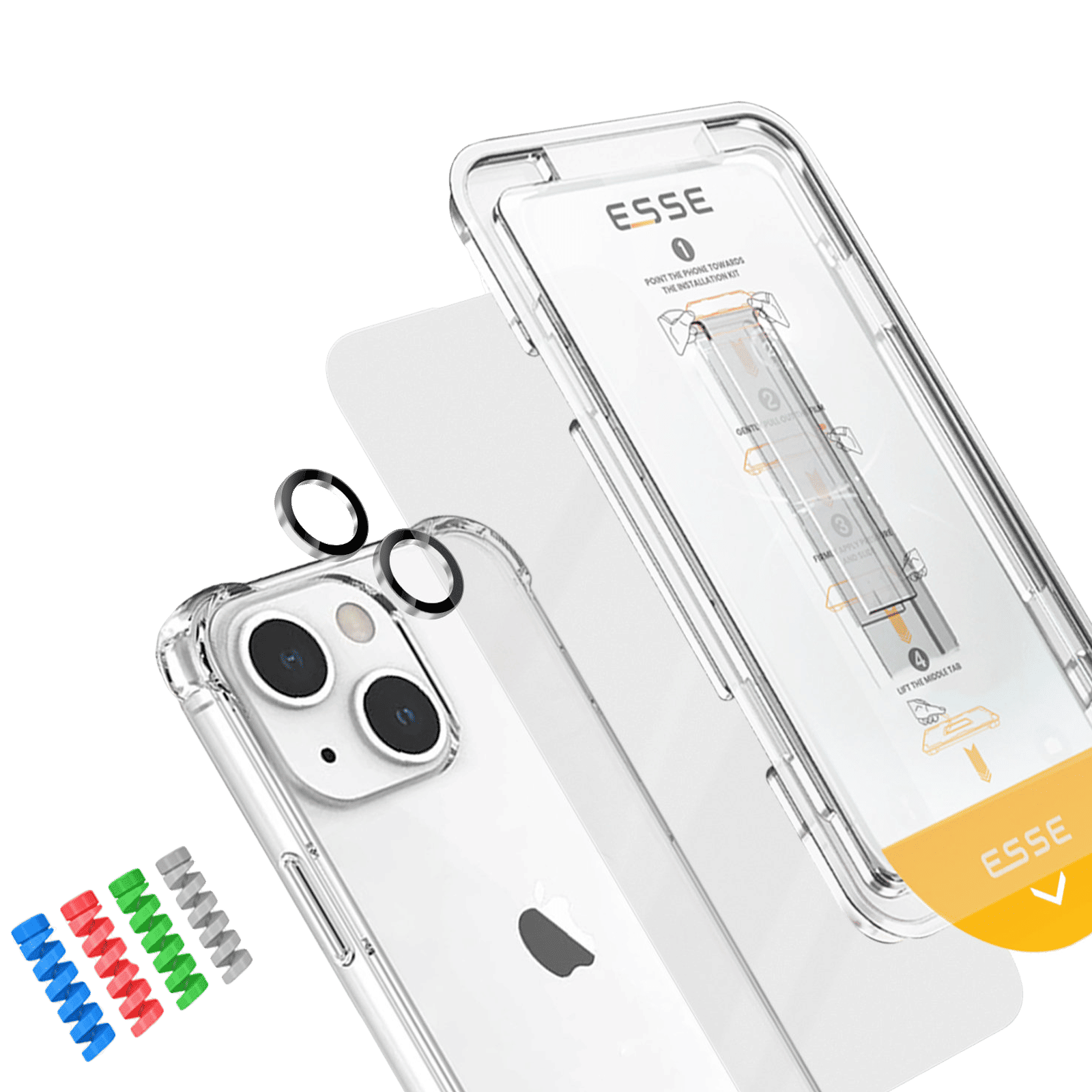 ESSE Armor360 Back Case, Tempered Glass, Cam and Cable Protector 4in1 Combo for iPhone 15 Plus (Shock Absorbing Bumpers, Transparent)_4