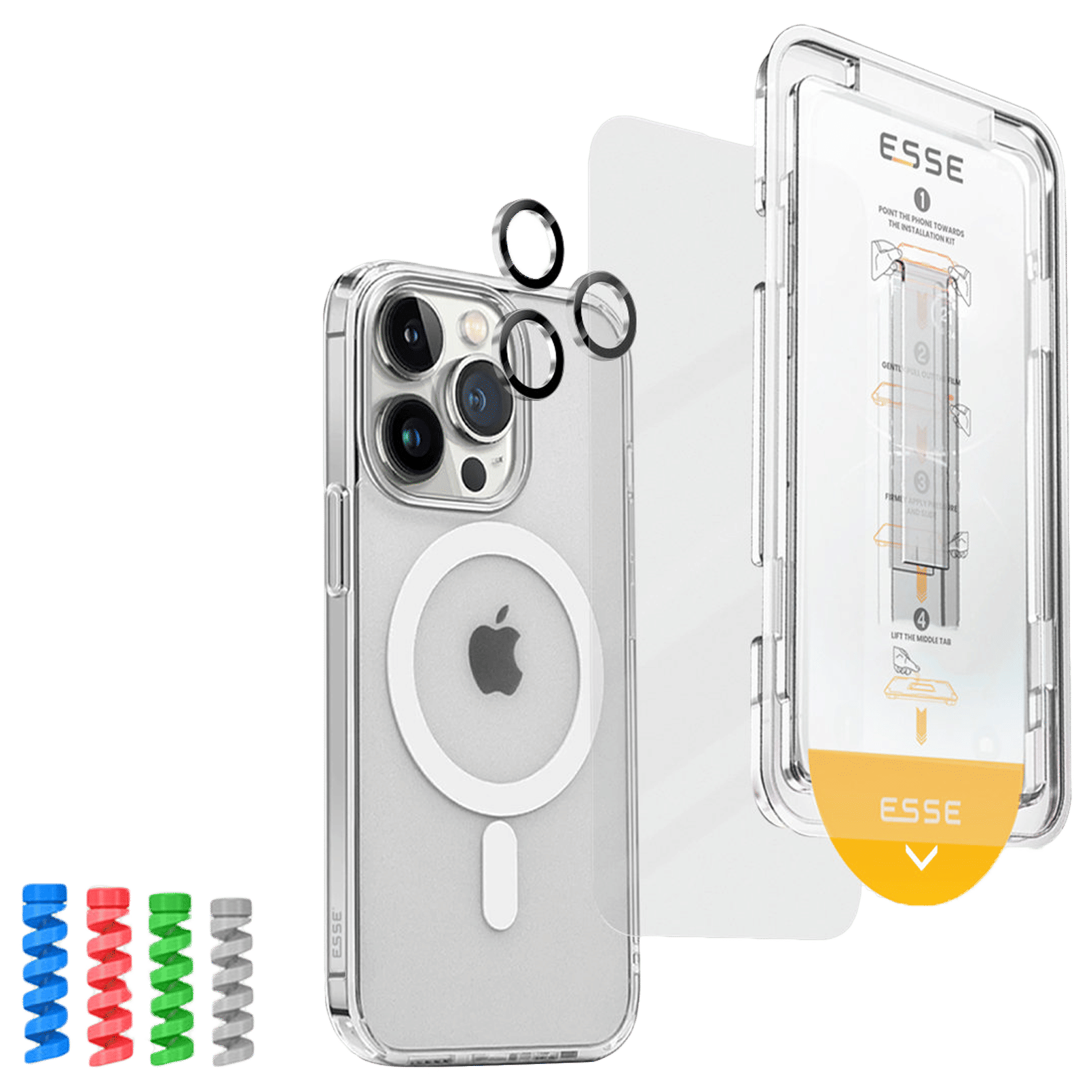 ESSE Armor360 Airskin MagSafe Case, Tempered Glass, Cam and Cable Protector 4in1 Combo for iPhone 15 Pro Max (Anti Glare Glass, Transparent)_2