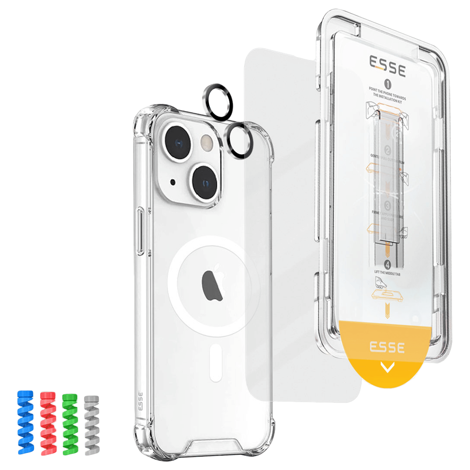 ESSE Armor360 Tufskin MagSafe Case, Tempered Glass, Cam and Cable Protector 4in1 Combo for iPhone 15 Plus (Anti Glare Glass, Transparent) ESSE Armor360 Tufskin MagSafe Case, Tempered Glass, Cam and Cable Protector 4in1 Combo for iPhone 15 Plus (Anti Glare Glass, Transparent)_2
