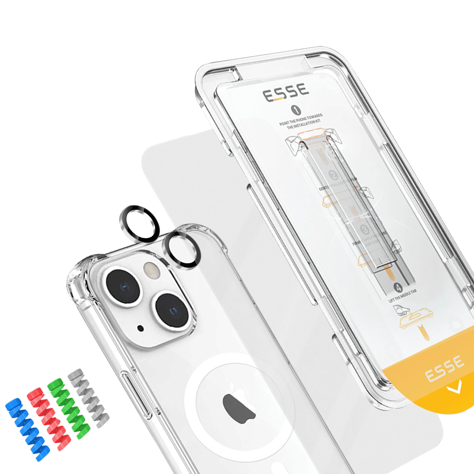 ESSE Armor360 Tufskin MagSafe Case, Tempered Glass, Cam and Cable Protector 4in1 Combo for iPhone 15 Plus (Anti Glare Glass, Transparent) ESSE Armor360 Tufskin MagSafe Case, Tempered Glass, Cam and Cable Protector 4in1 Combo for iPhone 15 Plus (Anti Glare Glass, Transparent)_4