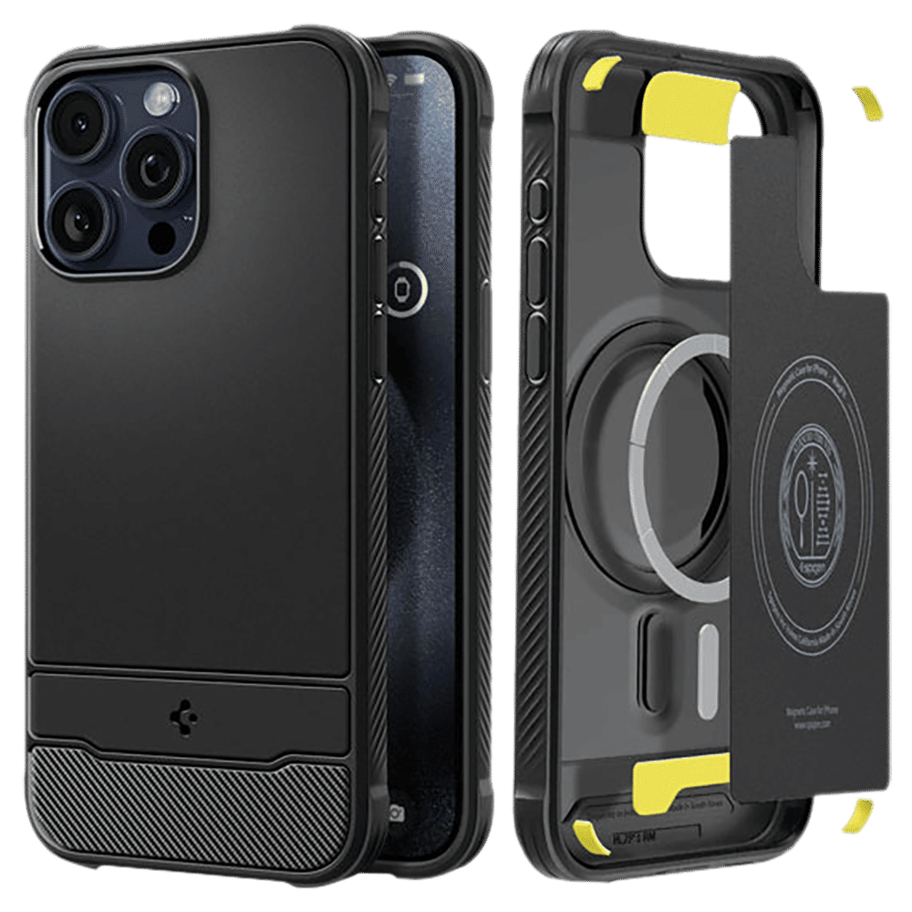spigen Rugged Armor MagFit PC and TPU Back Cover for iPhone 15 Pro Max (Military Grade, Matte Black)_9