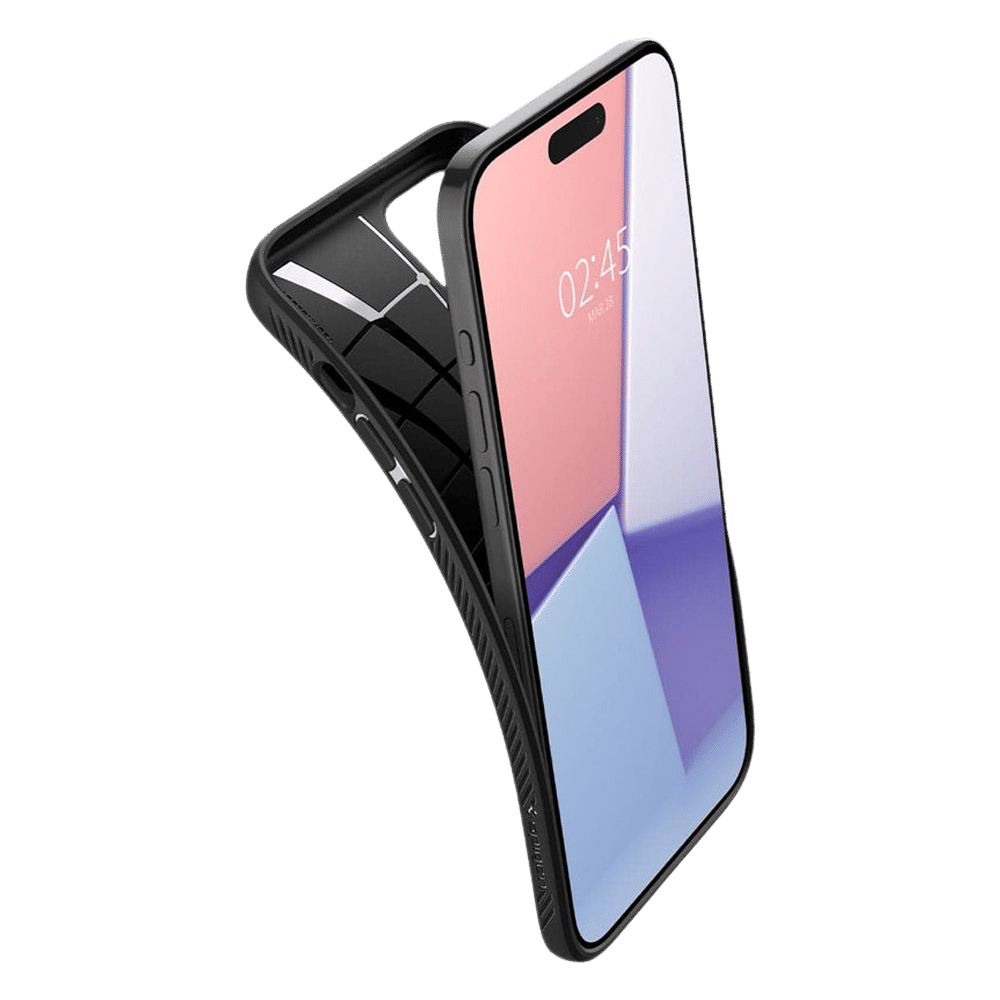 spigen Liquid Air Soft TPU Back Cover for iPhone 15 Pro Max (Air Cushion Technology, Matte Black)_11
