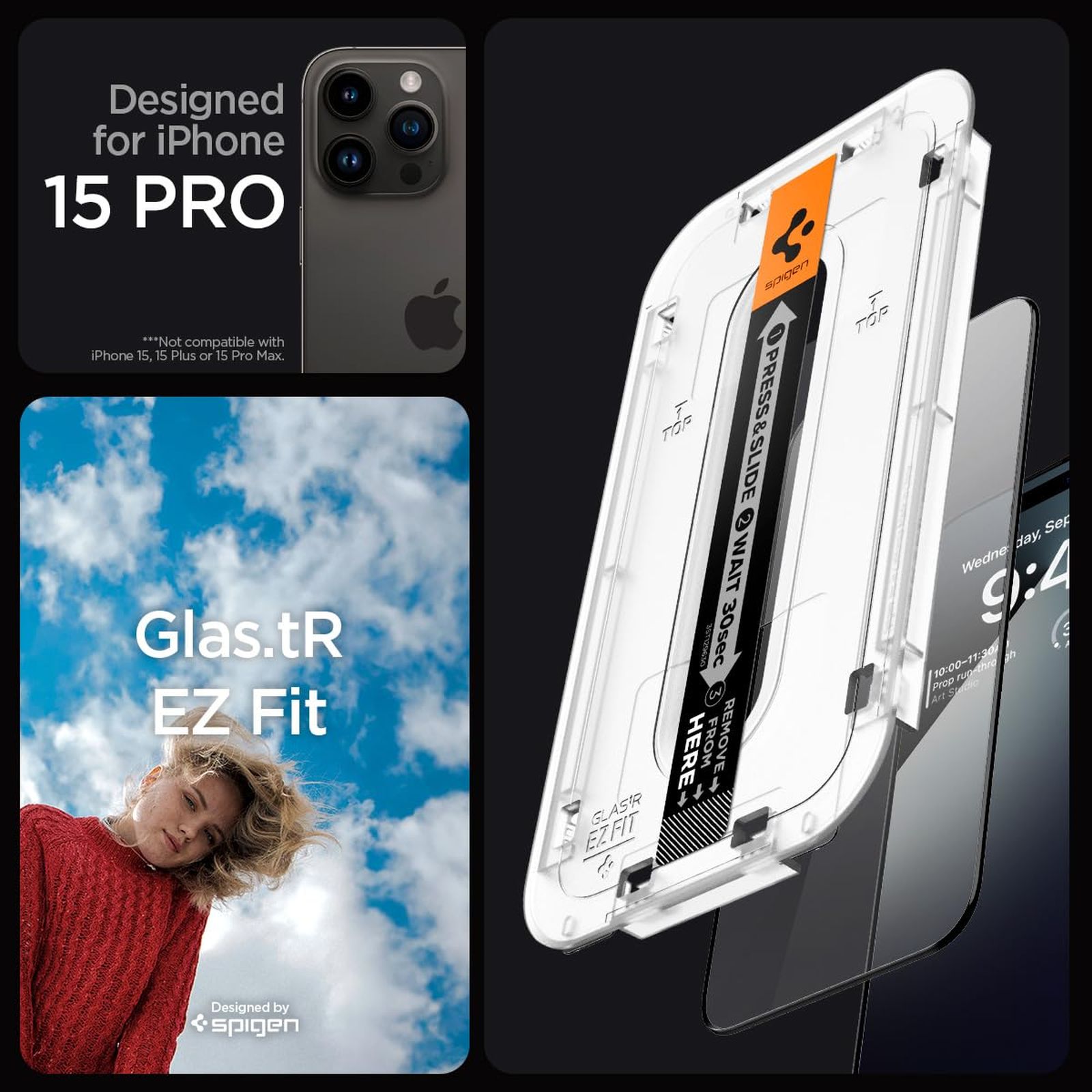 spigen GLAS.tR EZ Fit Tempered Glass for Apple iPhone 15 Pro (Sensor Protected) spigen GLAS.tR EZ Fit Tempered Glass for Apple iPhone 15 Pro (Sensor Protected)_10