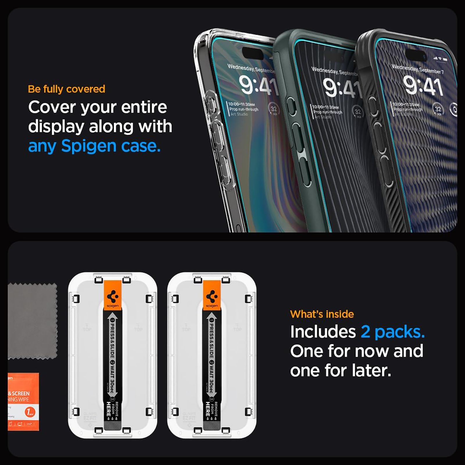 spigen GLAS.tR EZ Fit Tempered Glass for Apple iPhone 15 Pro (Sensor Protected) spigen GLAS.tR EZ Fit Tempered Glass for Apple iPhone 15 Pro (Sensor Protected)_5