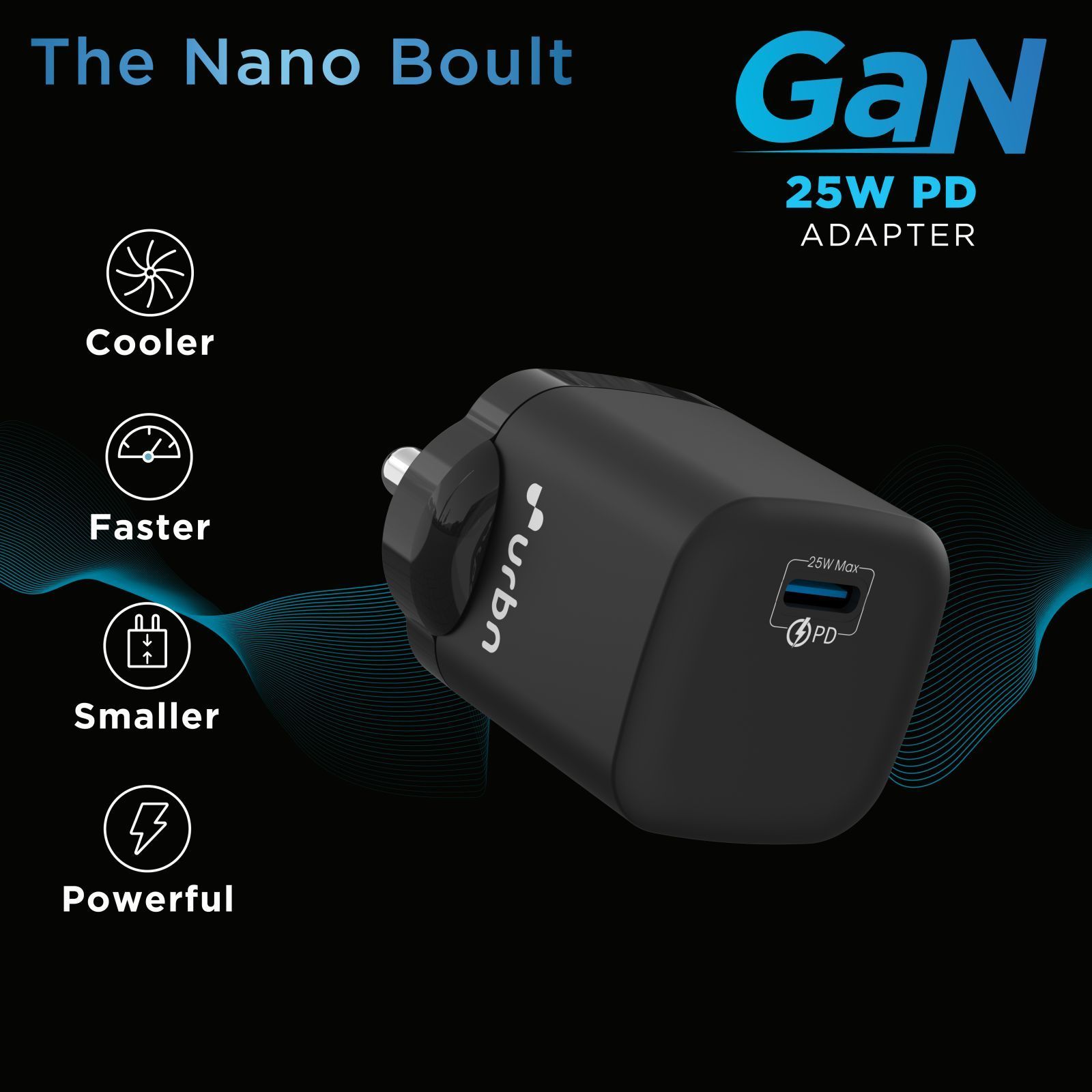 urbn GaN Pro 25W Type C Fast Charger (Adapter Only, GaN Technology, Black)_19