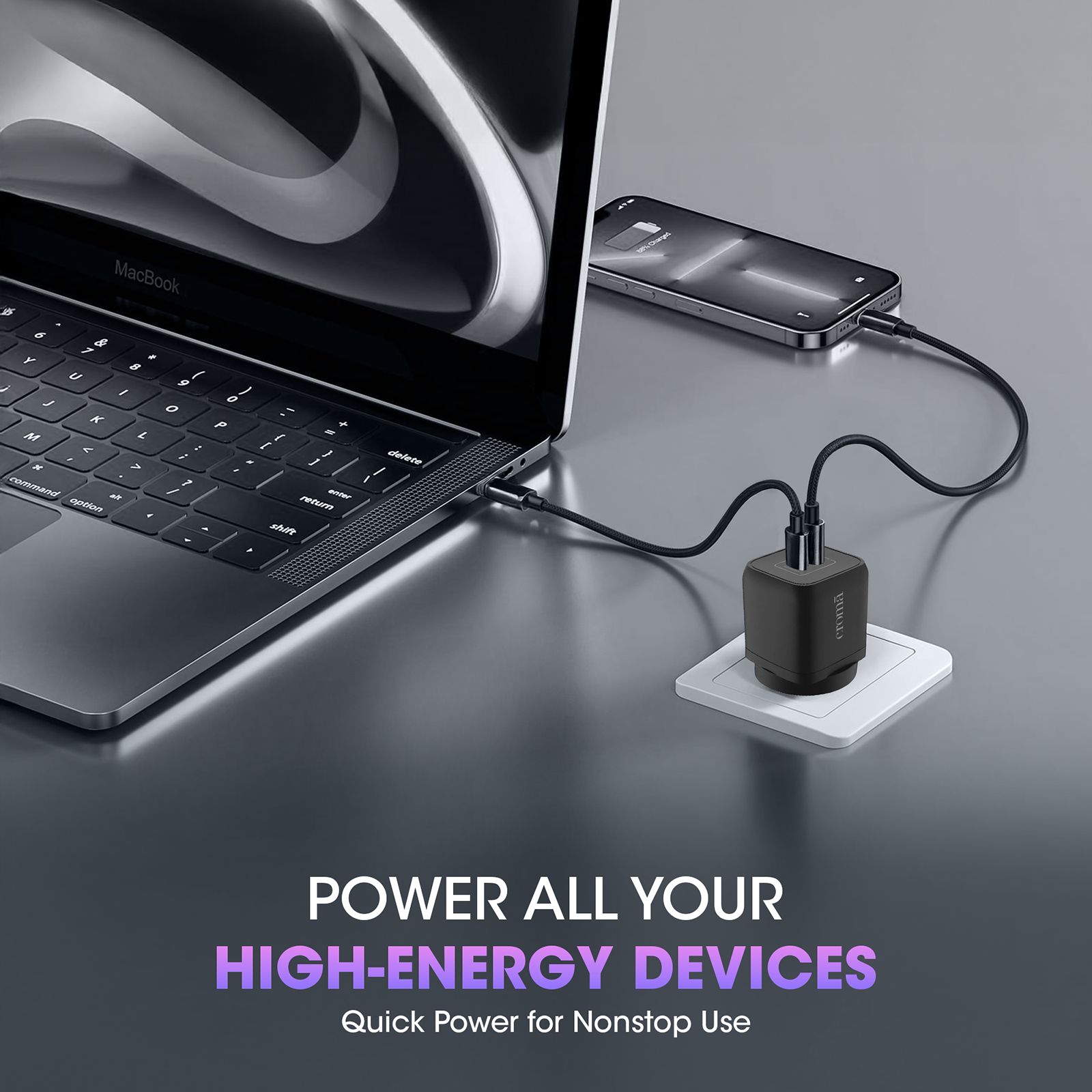 Croma 45W Type C 2 Port GaN Charger (Adapter Only, Black)_5