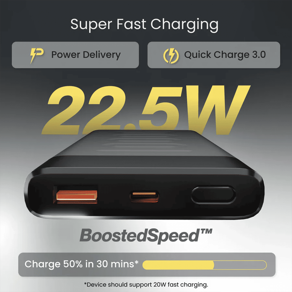ambrane Stylo 10000 mAh 22.5W Fast Charging Power Bank (1 USB & 1 Type C Ports, Quick Charge 3.0, Black) ambrane Stylo 10000 mAh 22.5W Fast Charging Power Bank (1 USB & 1 Type C Ports, Quick Charge 3.0, Black)_2