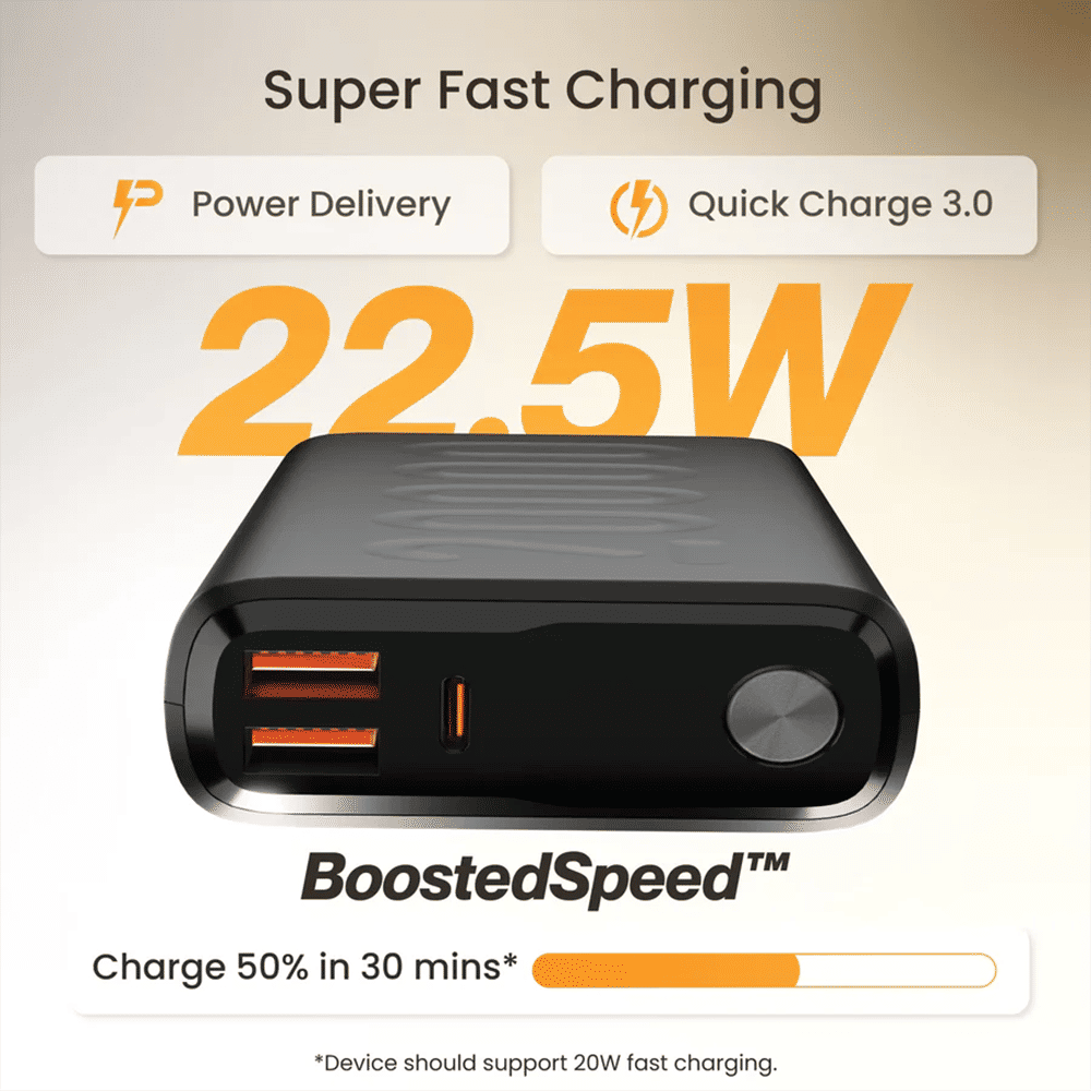 ambrane Stylo 20000 mAh 22.5W Fast Charging Power Bank (2 Type A & 1 Type C Ports, 12 Layers of Advanced Chipset Protection, Green) ambrane Stylo 20000 mAh 22.5W Fast Charging Power Bank (2 Type A & 1 Type C Ports, 12 Layers of Advanced Chipset Protection, Green)_4