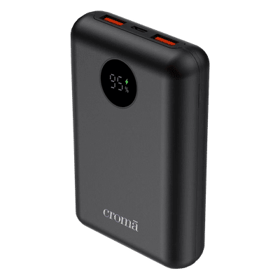 Croma 20000 mAh 22.5W Fast Charging Power Bank (1 Type C Port, 2 Type A Port, Cable included, Black)