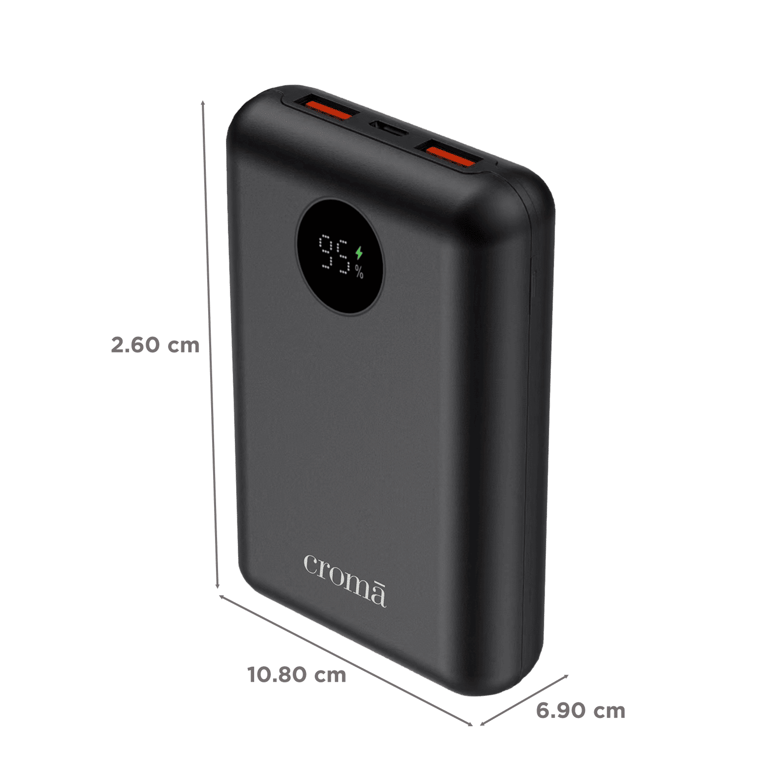 Croma 20000 mAh 22.5W Fast Charging Power Bank (1 Type C Port, 2 Type A Port, Multi Layer Protection, Black) Croma 20000 mAh 22.5W Fast Charging Power Bank (1 Type C Port, 2 Type A Port, Multi Layer Protection, Black)_2