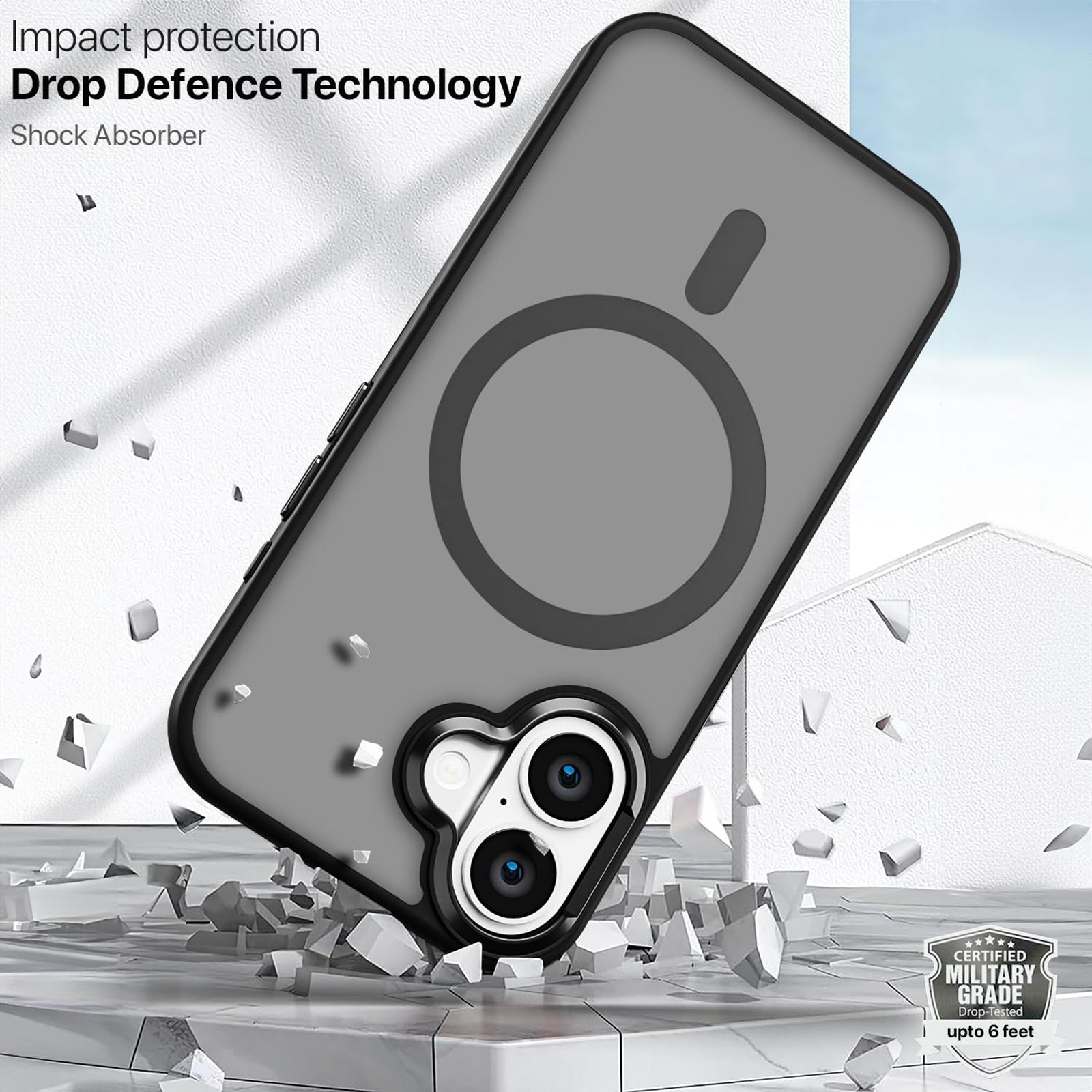GRIPP Bolt Xtreme Hard & Soft TPU Back Cover for Apple iPhone 16 Plus (MagSafe Compatible, Black)_8