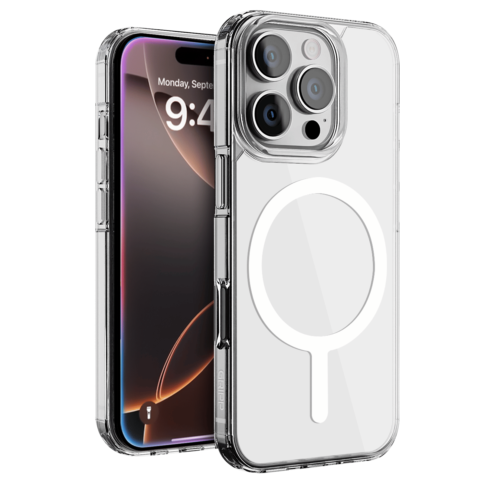 GRIPP Duce Tempered Glass & Polycarbonate, Silicone Back Cover Combo for Apple iPhone 16 Pro Max (MagSafe Charging Support, Transparent)_1