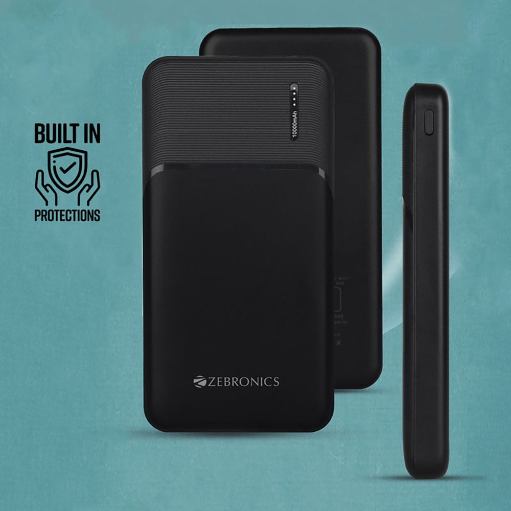 ZEBRONICS 10000 mAh Power Bank (2 Type A, 1 Type C & 1 Micro USB Ports, LED Indicator, Black) ZEBRONICS 10000 mAh Power Bank (2 Type A, 1 Type C & 1 Micro USB Ports, LED Indicator, Black)_6